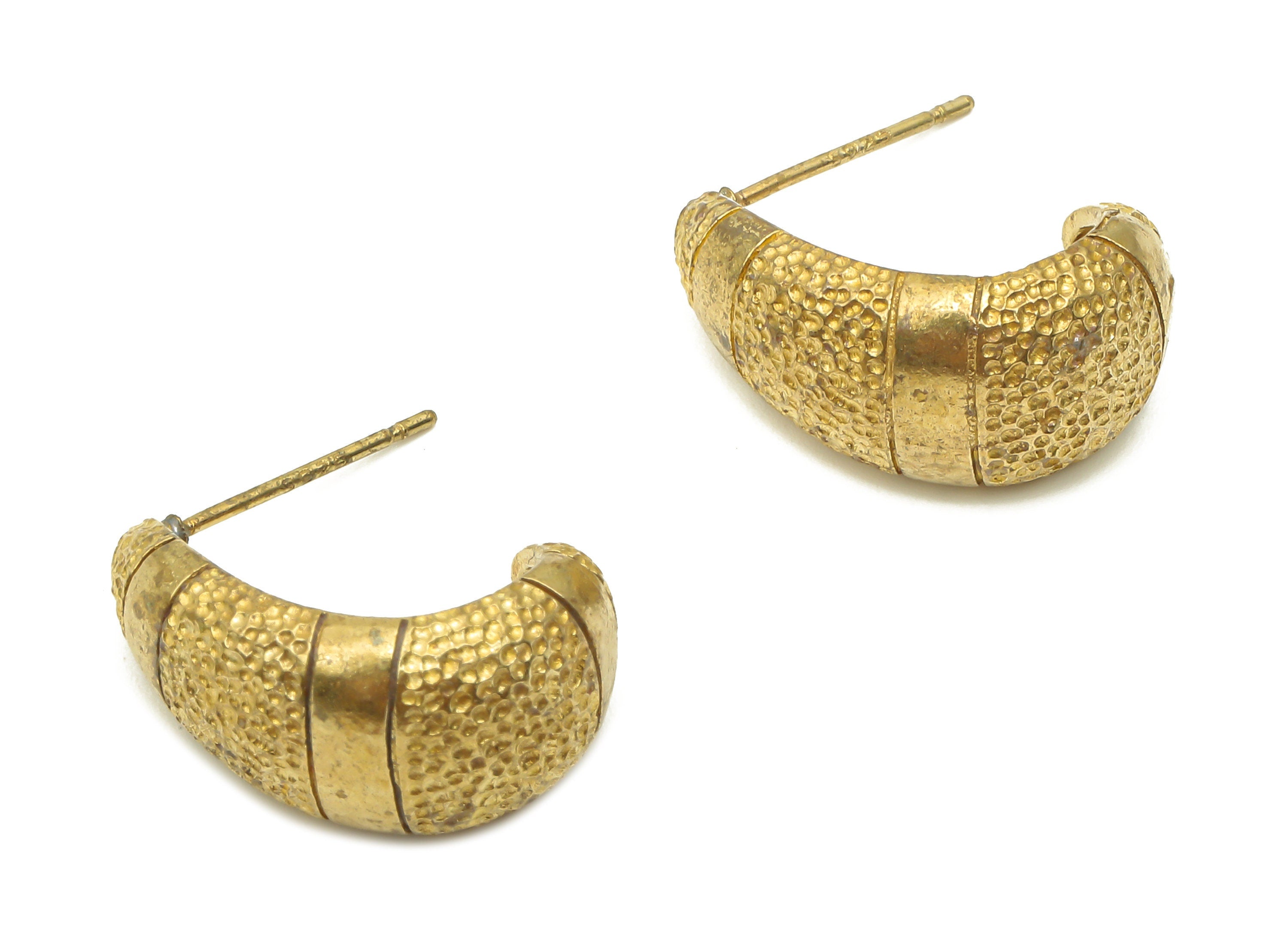 Brass Textured Open Hoop Earrings - Raw Brass C Earring Stud - Open Hoop Earrings - Jewelry Supplies -19.52x13.74x1.94mm- PP7884 - DOMEDBAZAAR