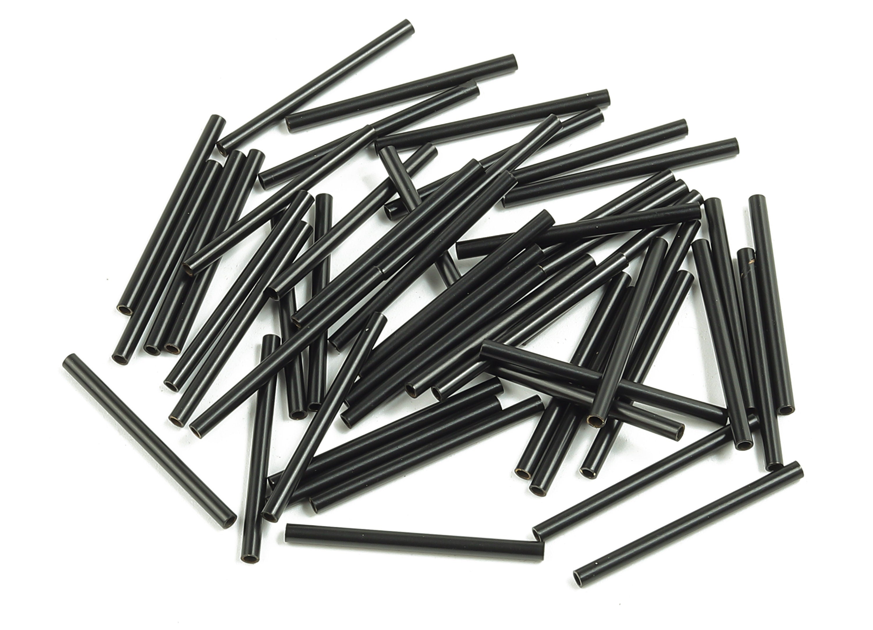 Matte Black Himmeli Tubes - Raw Brass Round Himmeli DIY Tube Beads - Circle Pipes for Geometric - For Air Plants - 1.5x0.2x20mm - PP4567B-20 - DOMEDBAZAAR