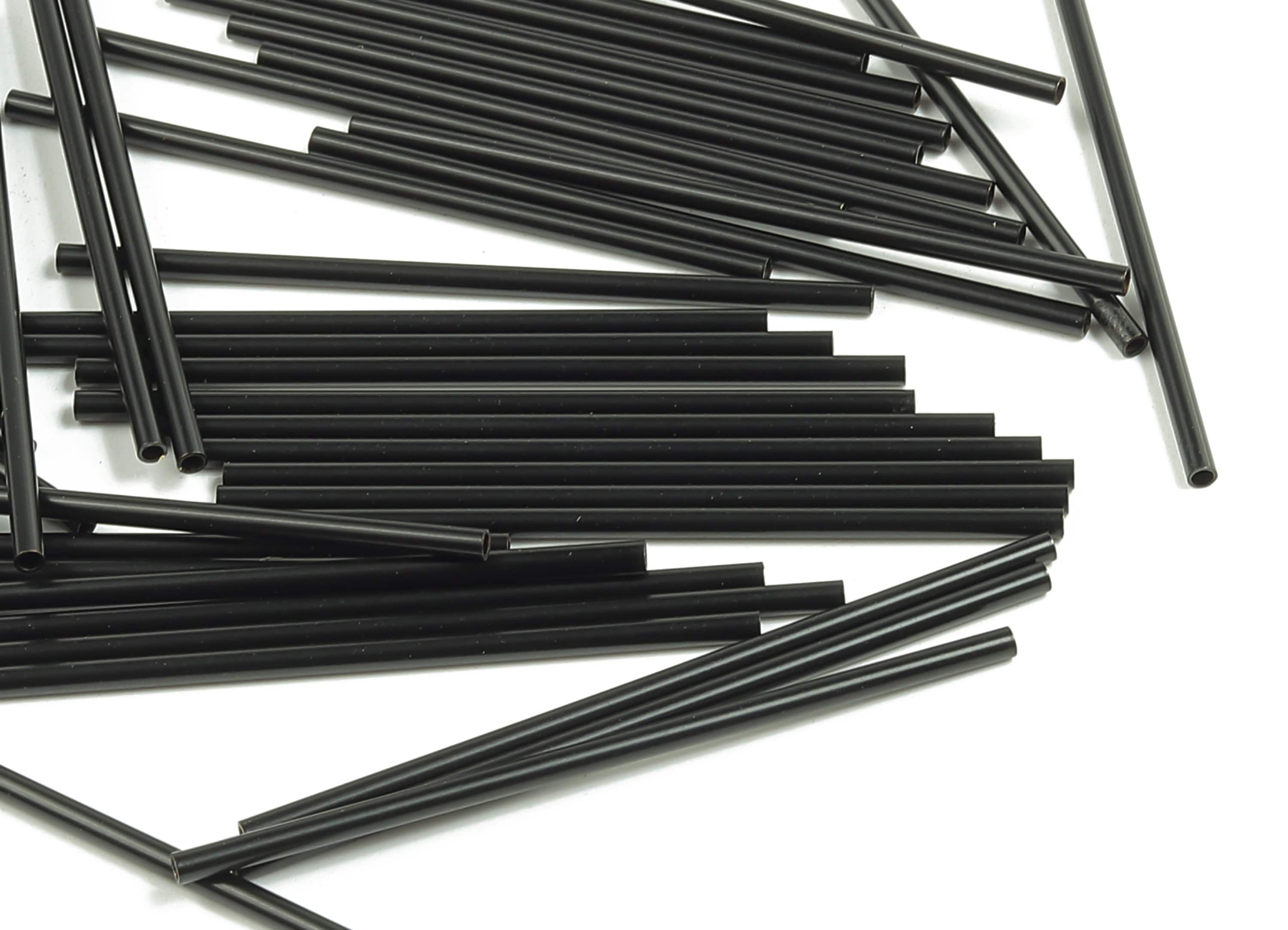 Matte Black Himmeli Tubes - Raw Brass Round Himmeli DIY Tube Beads - Circle Pipes for Geometric - For Air Plants - 1.5x0.2x40mm - PP4567B-40 - DOMEDBAZAAR