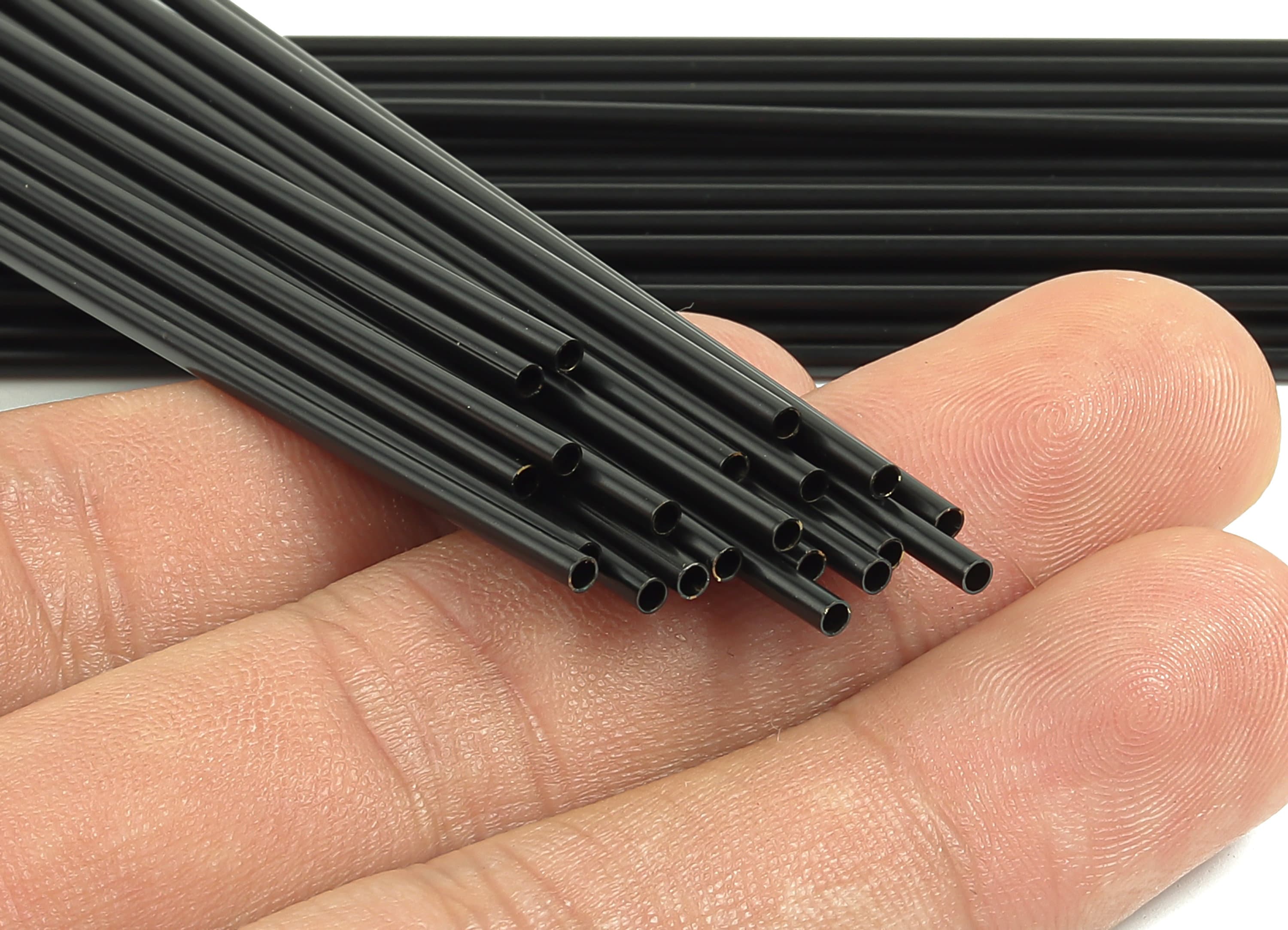 Matte Black Himmeli Tubes - Raw Brass Round Himmeli DIY Tube Beads - Circle Pipes for Geometric - For Air Plants - 2x0.2x140mm- PP4568B-140 - DOMEDBAZAAR