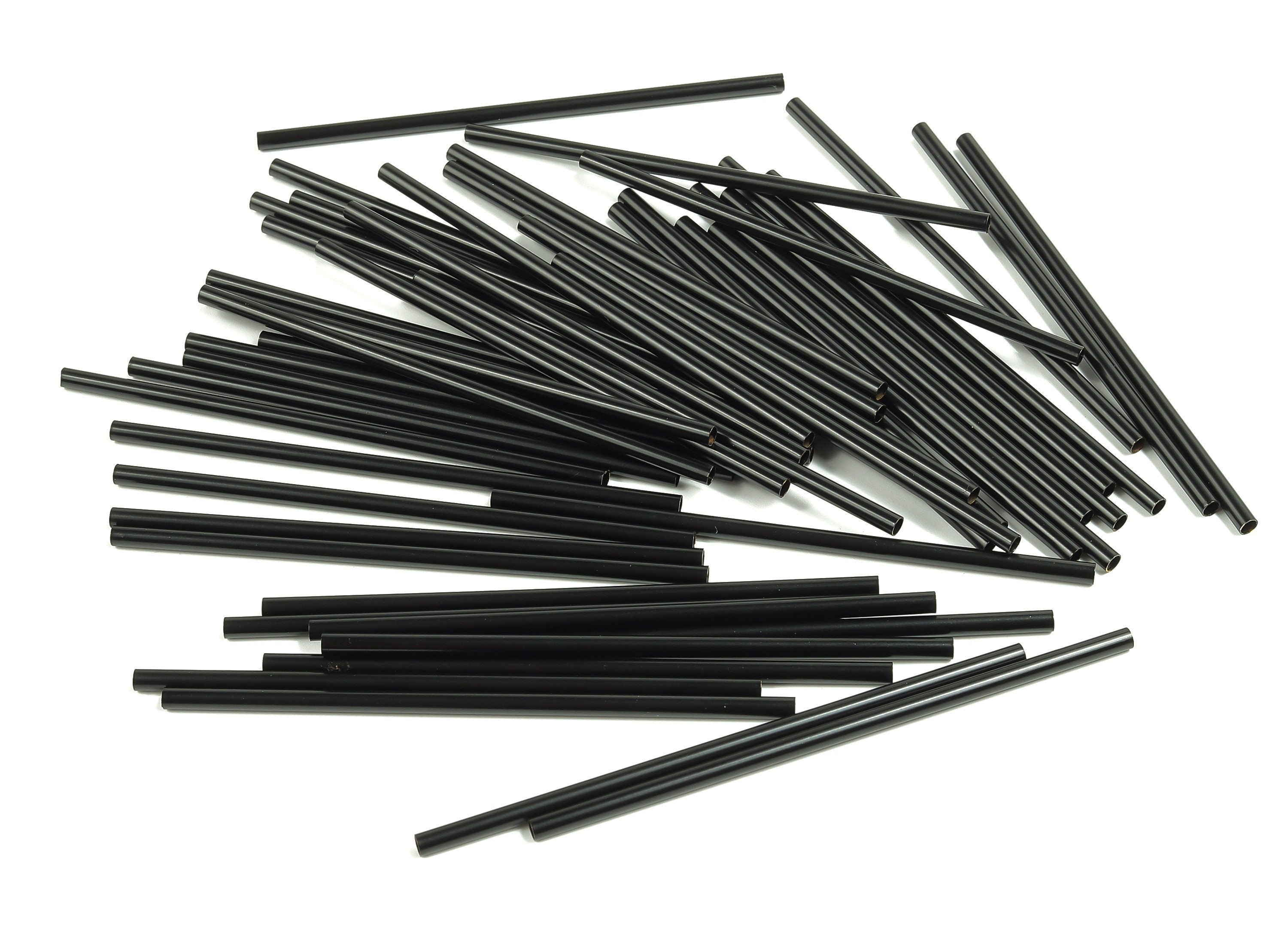 Matte Black Himmeli Tubes - Raw Brass Round Himmeli DIY Tube Beads - Circle Pipes for Geometric - For Air Plants - 2.5x0.2x70mm- PP4569B-70 - DOMEDBAZAAR