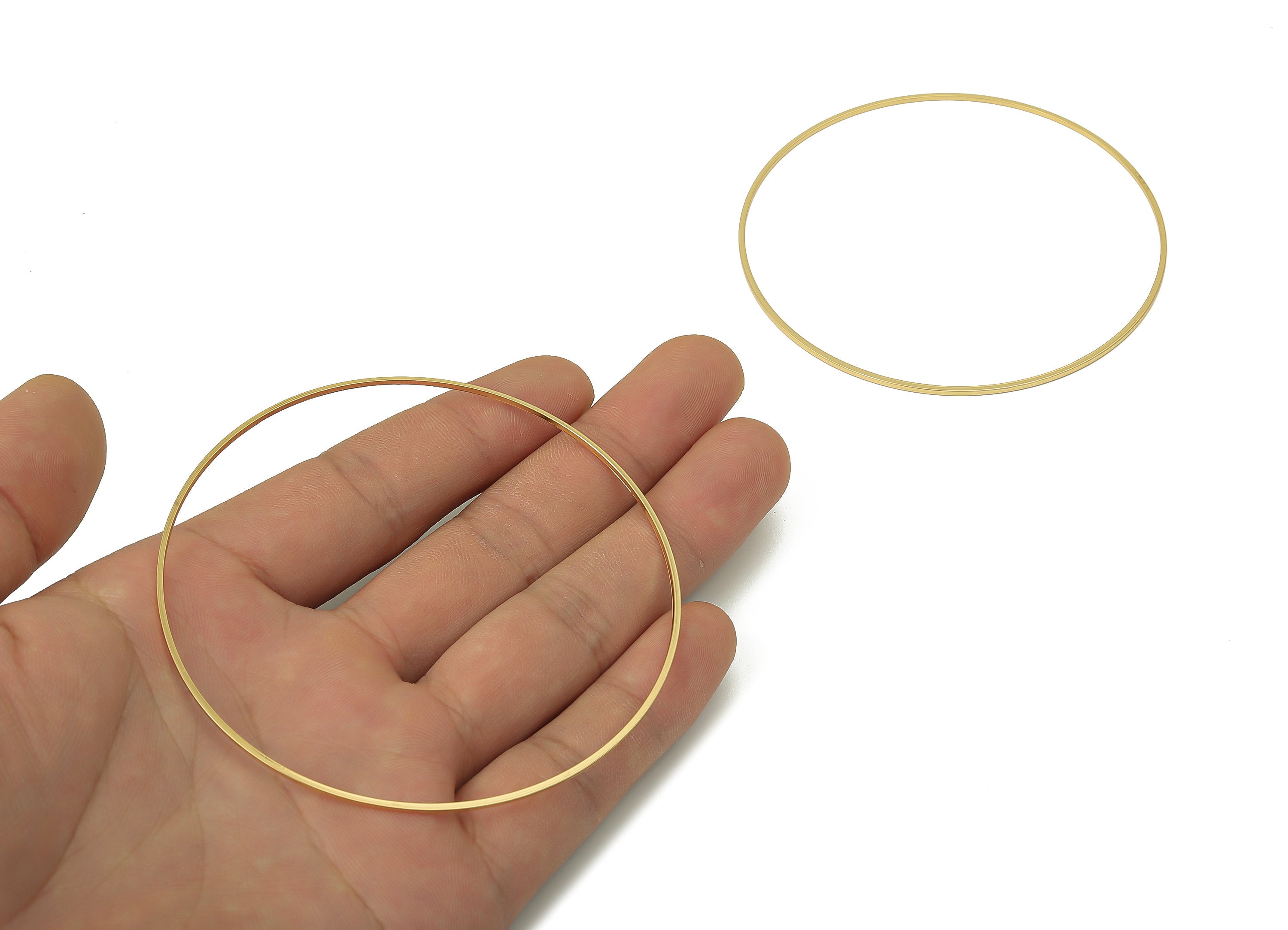 Brass Round Connector - Gold Round Links - Brass Circle Hoop Connector - 18K Real Gold Plated Brass - Round Links - 80x1x1mm - RGP3310-80 - DOMEDBAZAAR