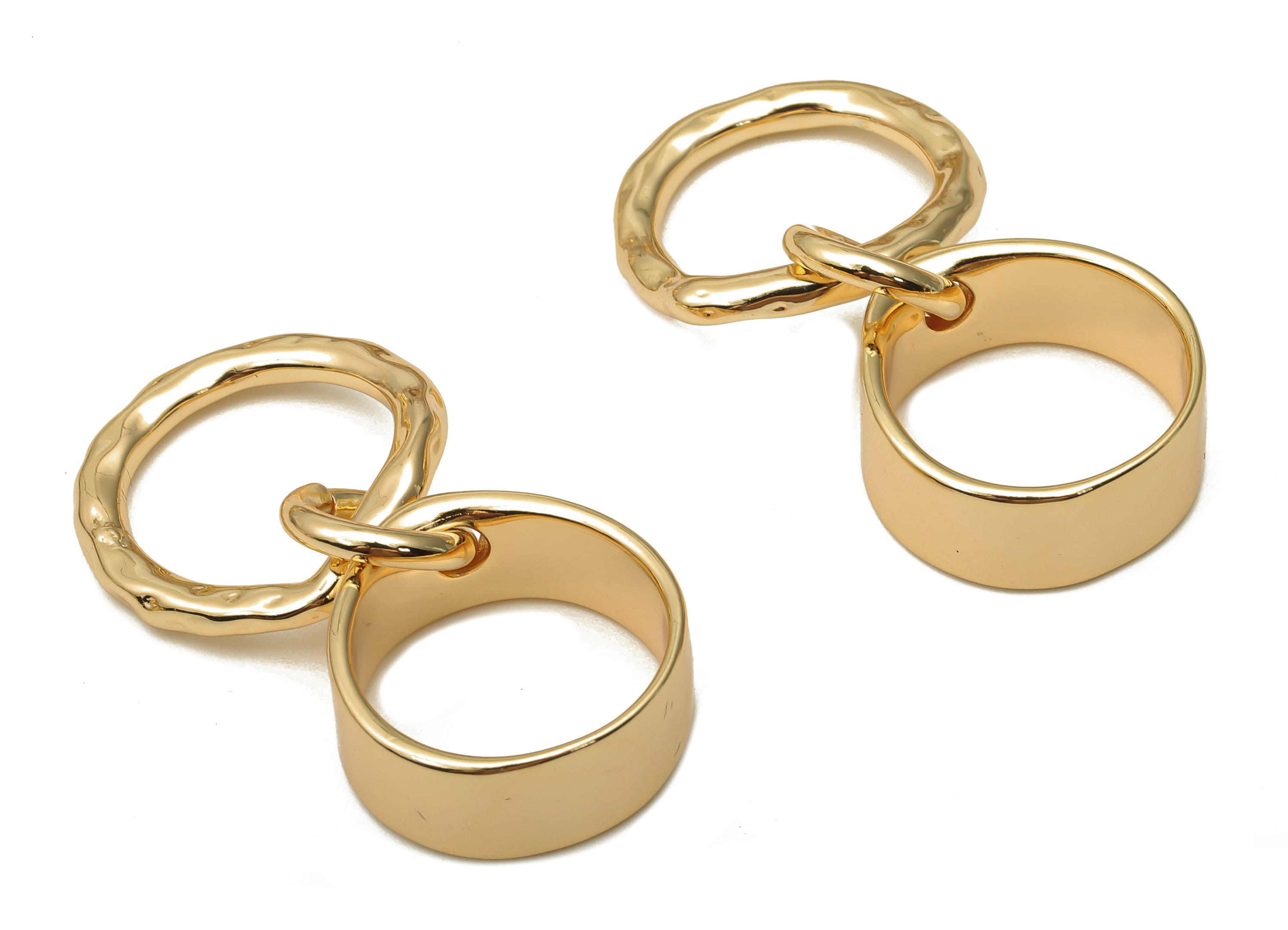 Brass Double Round Earrings - Brass Thick Hoop Earring - Circle Earring Charm - 18K Real Gold Plated Brass - 16.17x20.46x1.24mm - RGP5056 - DOMEDBAZAAR