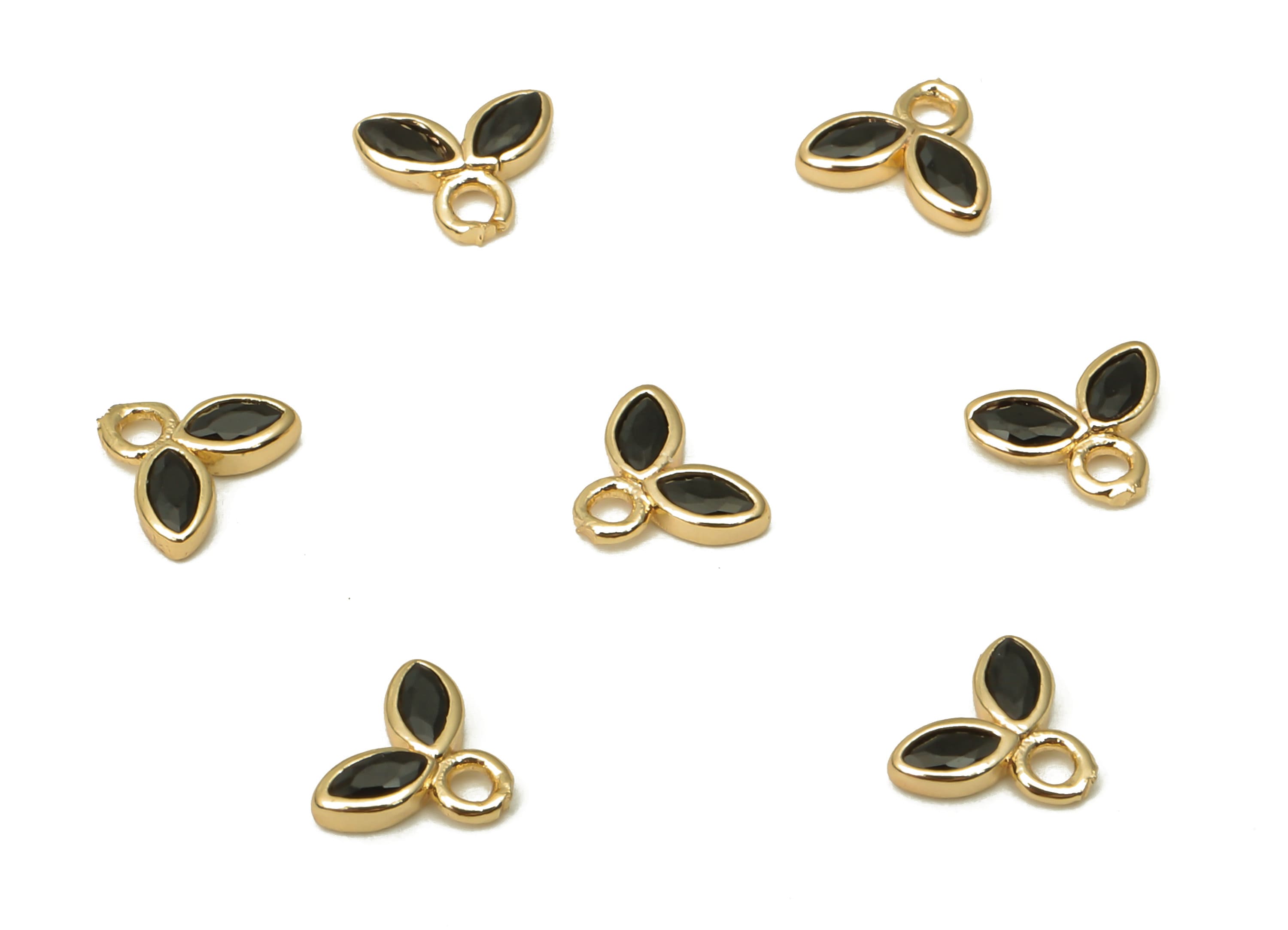 Brass Tiny Flower Earrings Charms with Zircon - Mini Marquise Charm For Bracelet - 18k Real Gold Plating Pendant - 6.04x5x1.3mm - RGP5105 - DOMEDBAZAAR