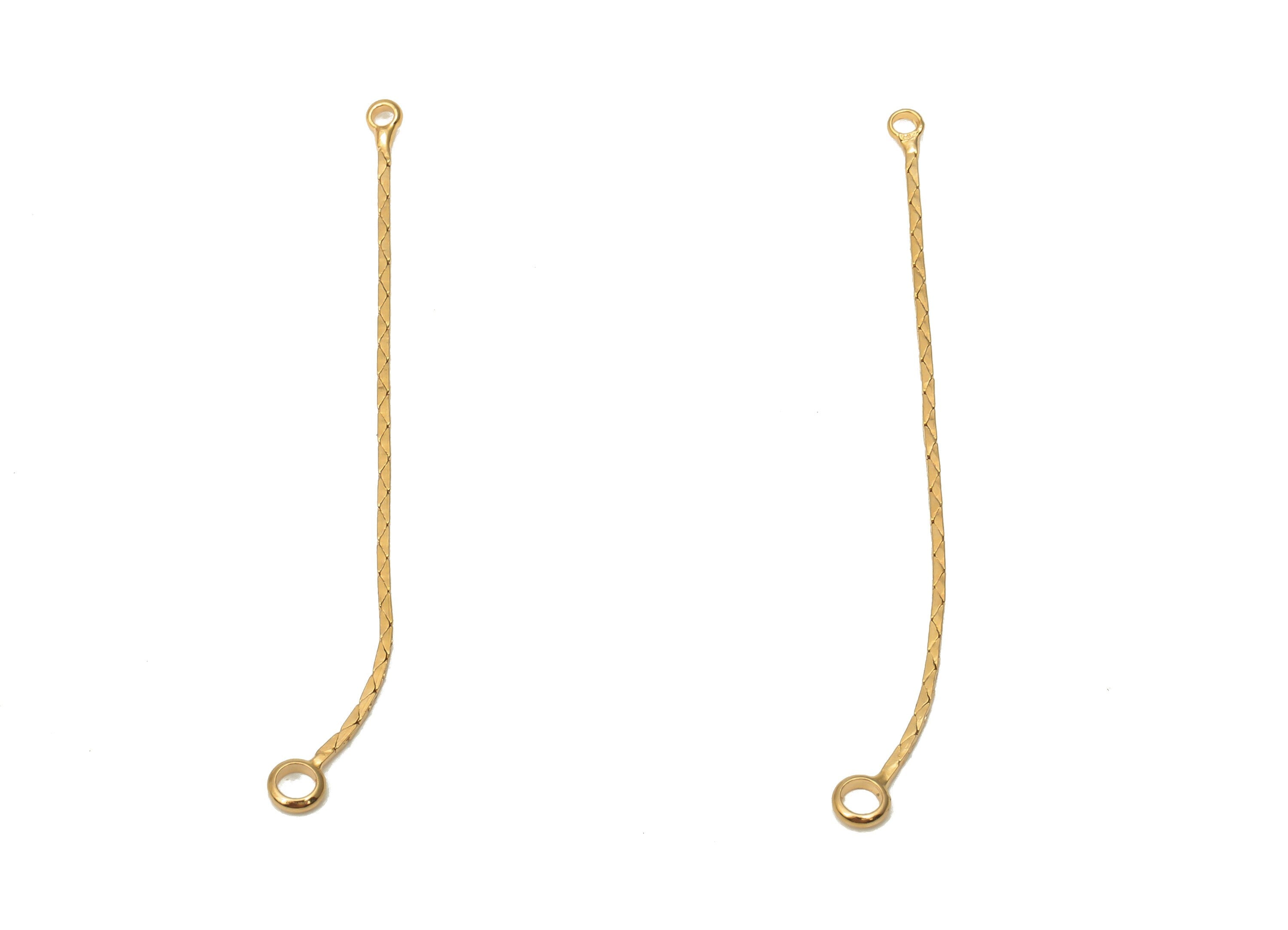 Brass Chain Earring Connector - Brass Snake Chain Connector - 18K Real Gold Plated Brass - Jewelry Supplies - 44x0.95x0.95mm - RGP5108 - DOMEDBAZAAR