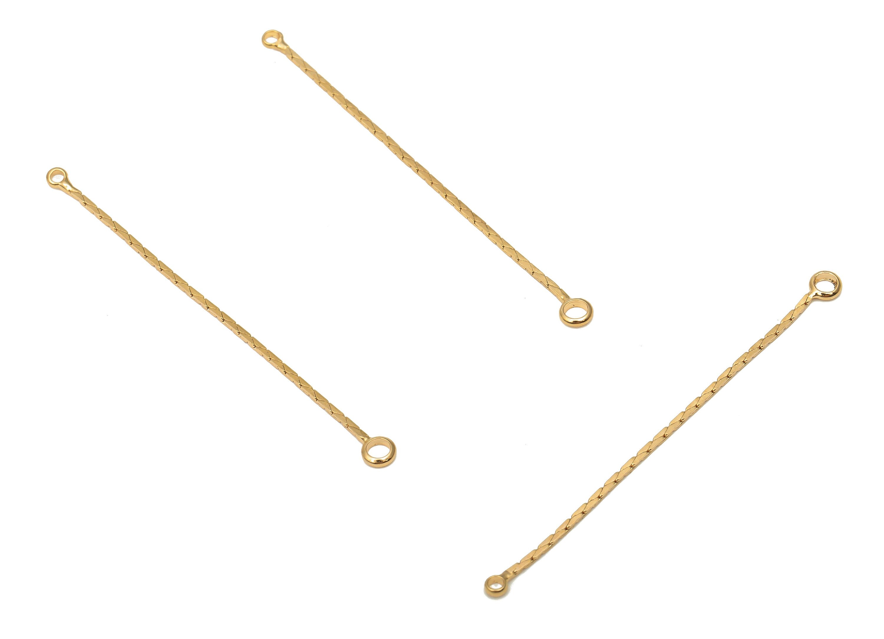 Brass Chain Earring Connector - Brass Snake Chain Connector - 18K Real Gold Plated Brass - Jewelry Supplies - 44x0.95x0.95mm - RGP5108 - DOMEDBAZAAR