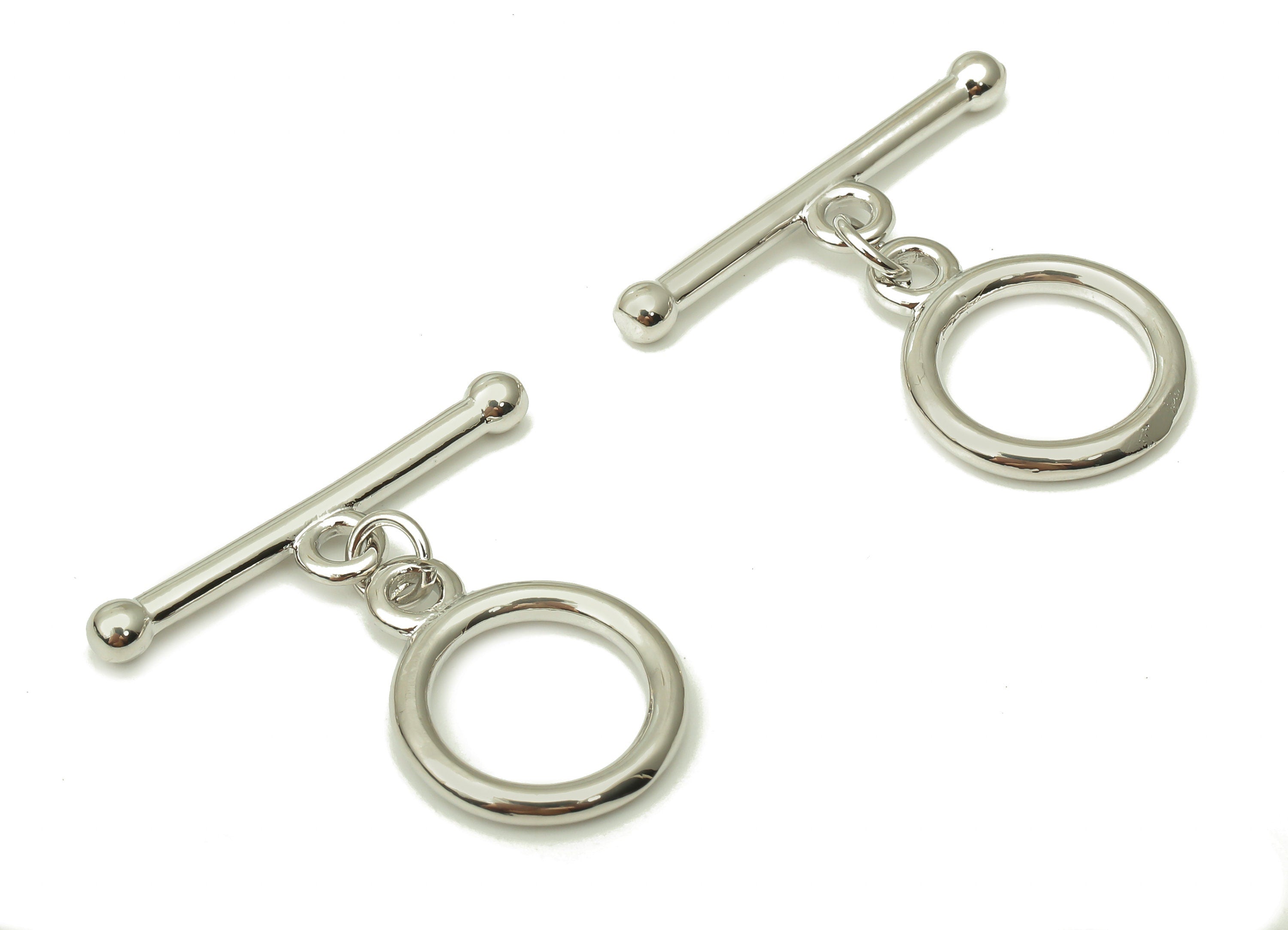 Brass Round Toggle Earring Clasps - 18K Real Gold White Plated - White Plated Toggle Clasps - Toggle Clasps - 26.3x24.92x2.1mm - RGP5112S - DOMEDBAZAAR