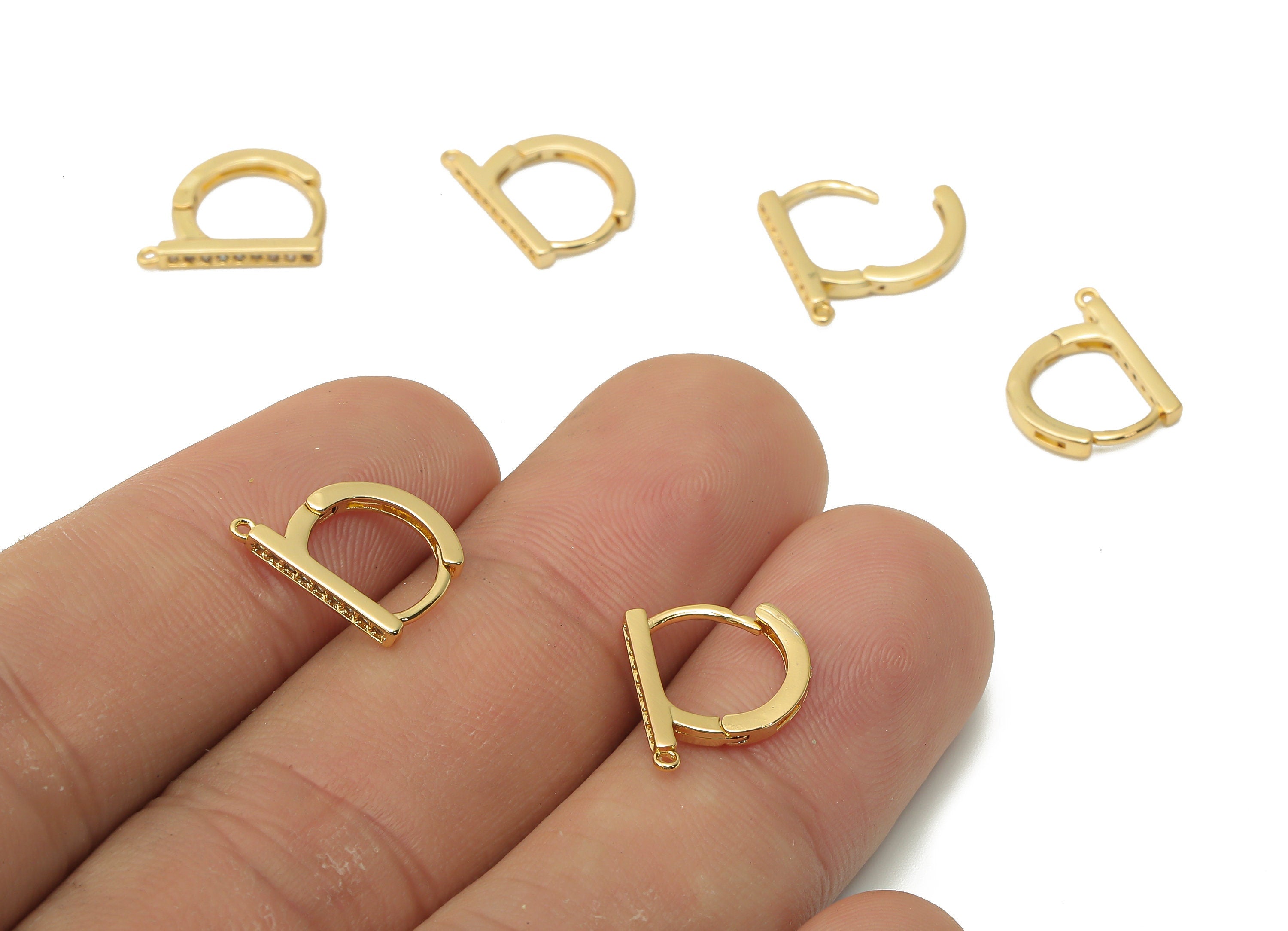 Brass Round Hoop Earring - Brass Huggie Hoop Earrings - Minimalist Bar Loop Earrings- 18K Real Gold Plated Brass - 12.7x10x1.26mm - RGP4999 - DOMEDBAZAAR