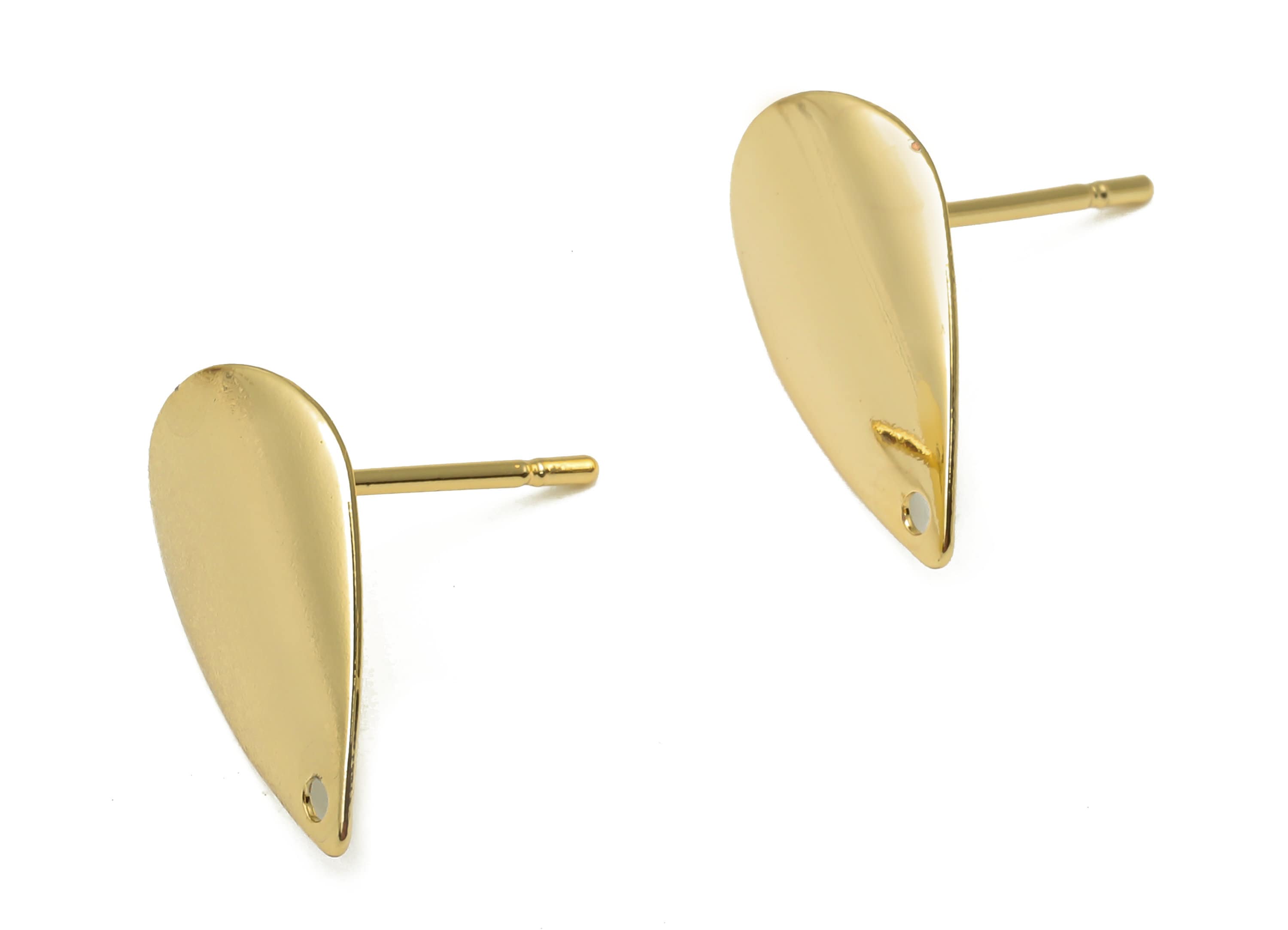 Brass Drop Earring Posts - Brass Teardrop Earring Stud - Stainless Steel Stud - 18K Real Gold Plated Brass - 14.5x9.66x0.63mm - RGP5179 - DOMEDBAZAAR