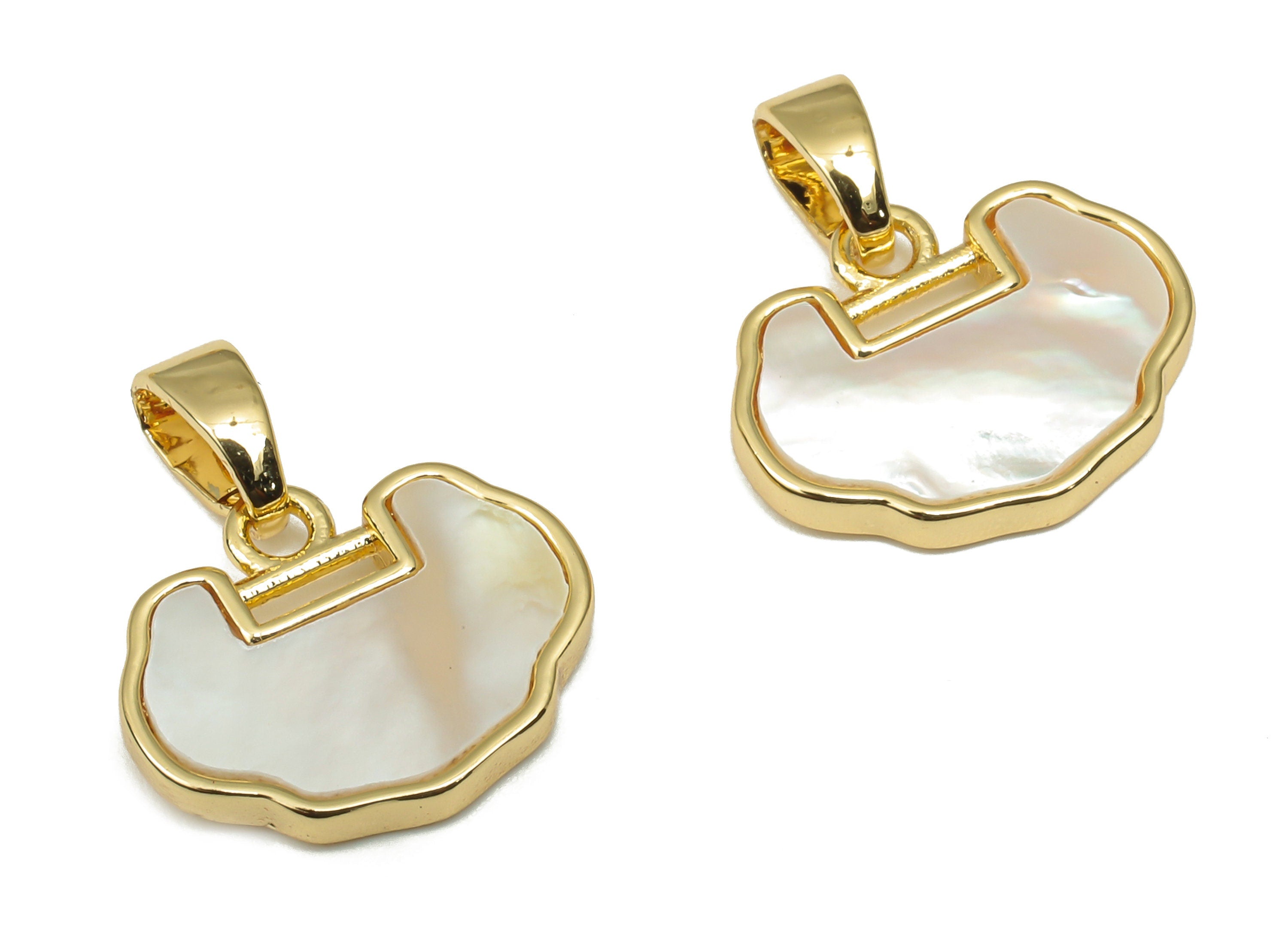 Brass Cloud Pendant - Gold MOP Shell Pendant - 18K Real Gold Plating - Mother of Pearl - For Necklace - 15x13.1x1.9mm - RGP4603 - DOMEDBAZAAR