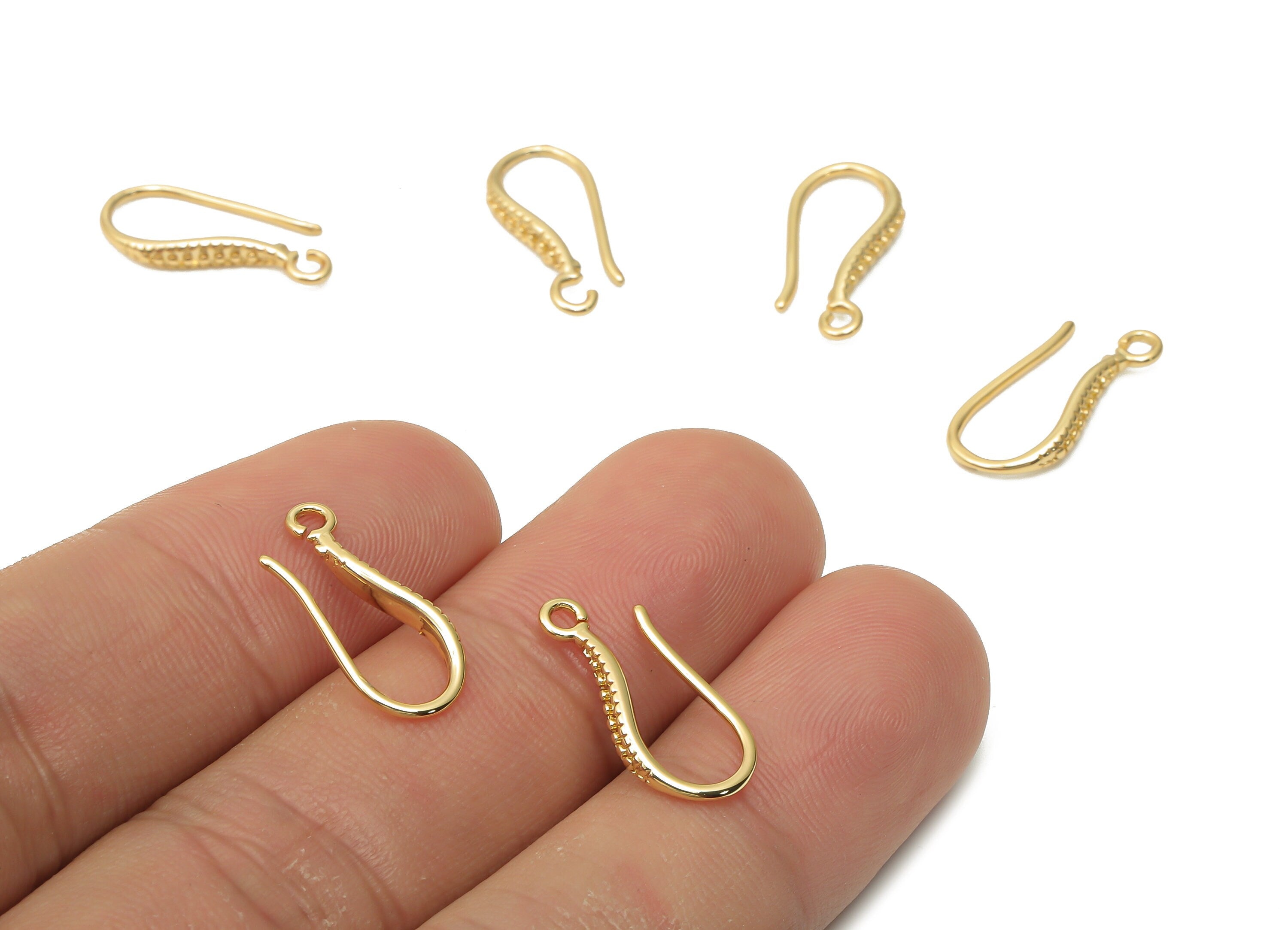 Brass Earrings Ear Wire - Earring Hook With loop - Gold Plated Earring Finding - 18K Real Gold Plated Brass - 17.43x8.32x2.44mm - RGP5015 - DOMEDBAZAAR