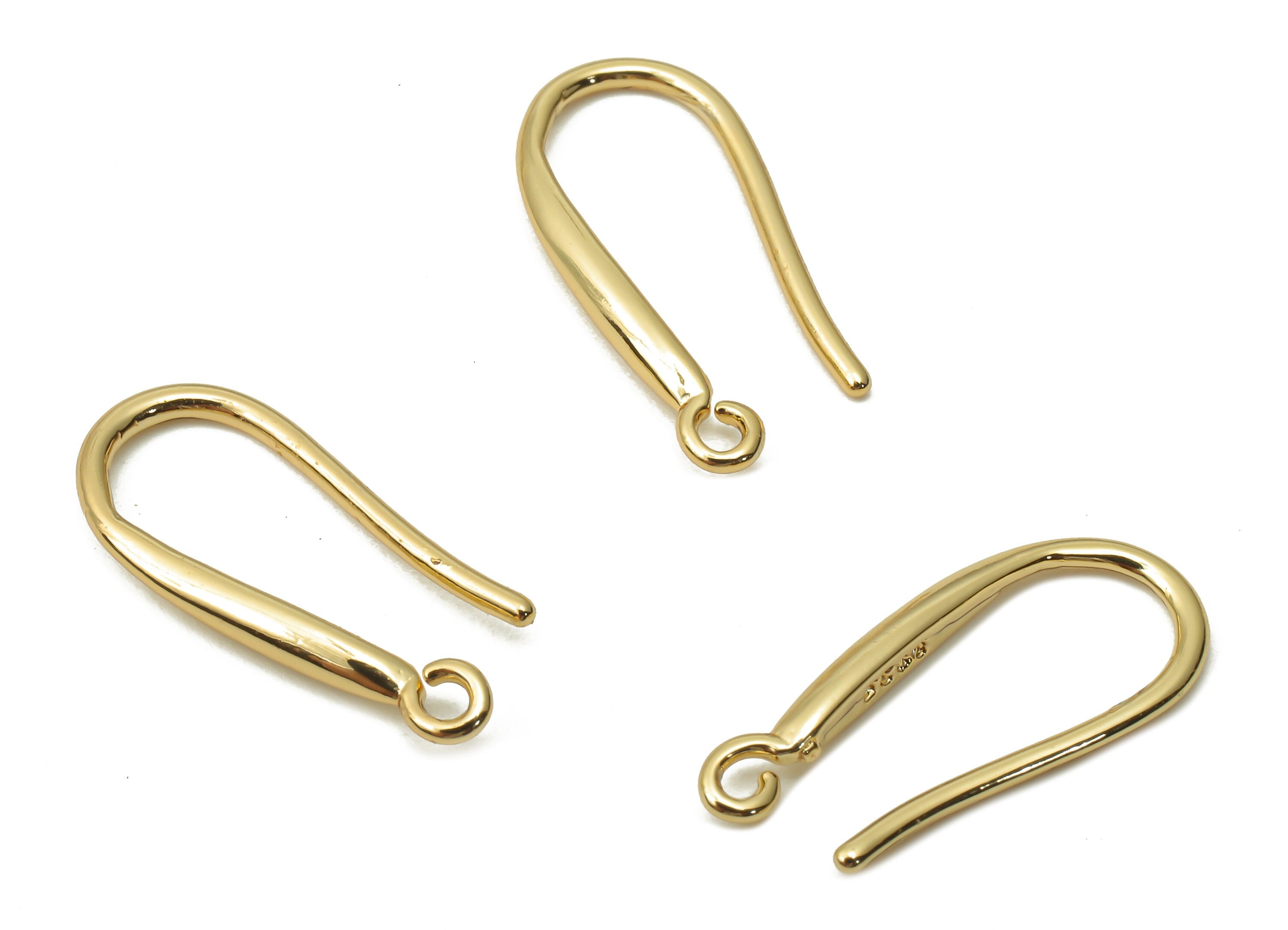 Brass Ear Wires Earrings - Gold plated Earrings With Hooks - Earrings Findings - 18K Real Gold Plated Brass - 18.05x7.46x1.07mm - RGP5019 - DOMEDBAZAAR
