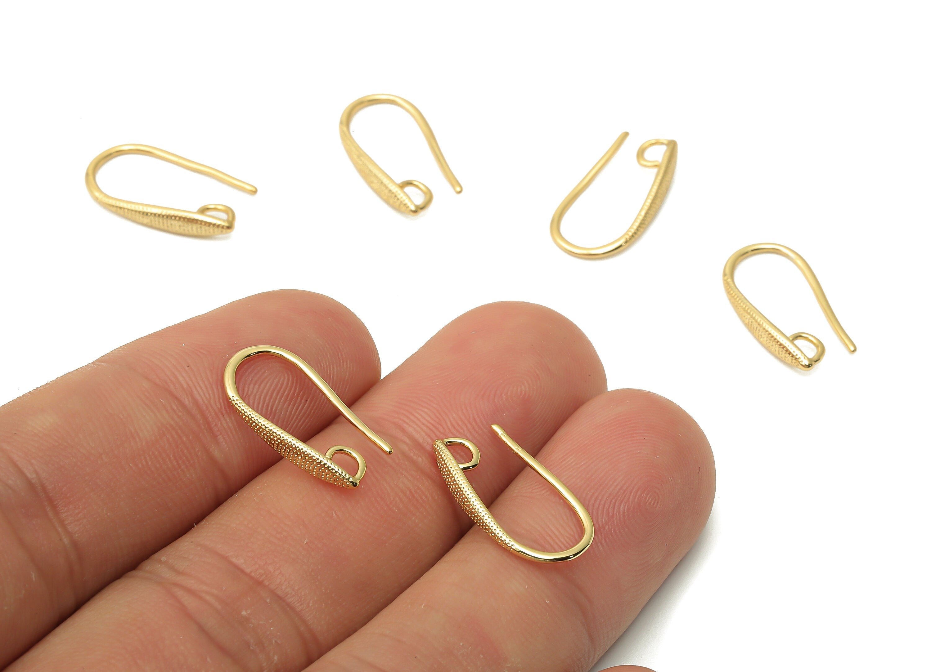 Brass Earrings Wires -Brass Spots Earrings Hooks - Earrings Findings - Earring Dots Hook - 18K Real Gold Plated - 17.36x8.9x2.76mm - RGP5020 - DOMEDBAZAAR