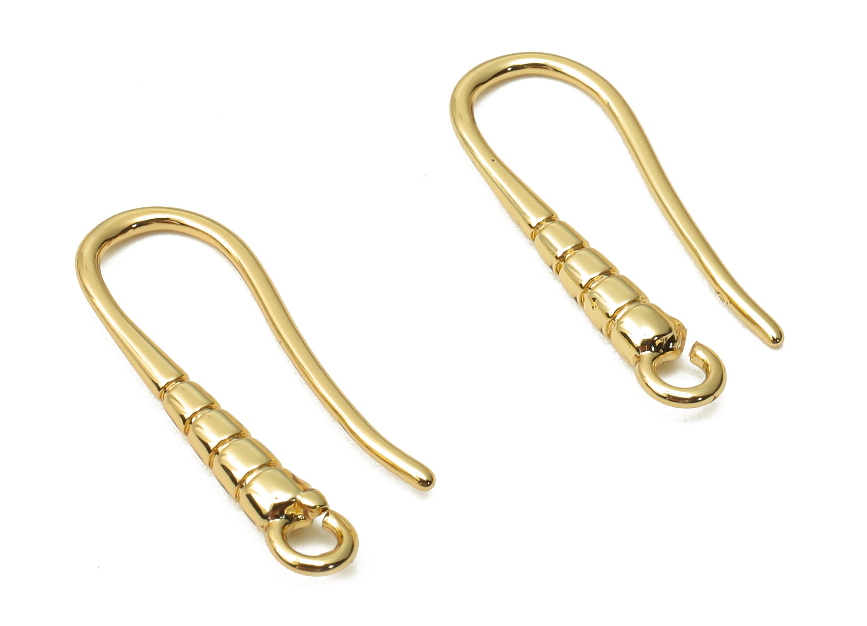 Brass Earrings Wires - Gold Plated Earrings Hook With Loop -Earrings Findings - 18K Real Gold Plated Brass - 19.7x6.45x2.16mm - RGP5021 - DOMEDBAZAAR