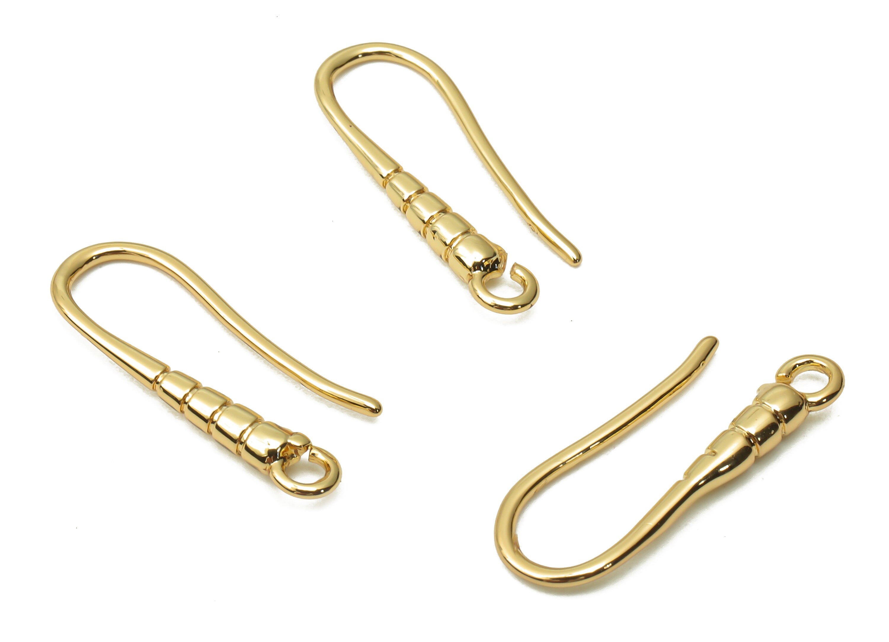 Brass Earrings Wires - Gold Plated Earrings Hook With Loop -Earrings Findings - 18K Real Gold Plated Brass - 19.7x6.45x2.16mm - RGP5021 - DOMEDBAZAAR