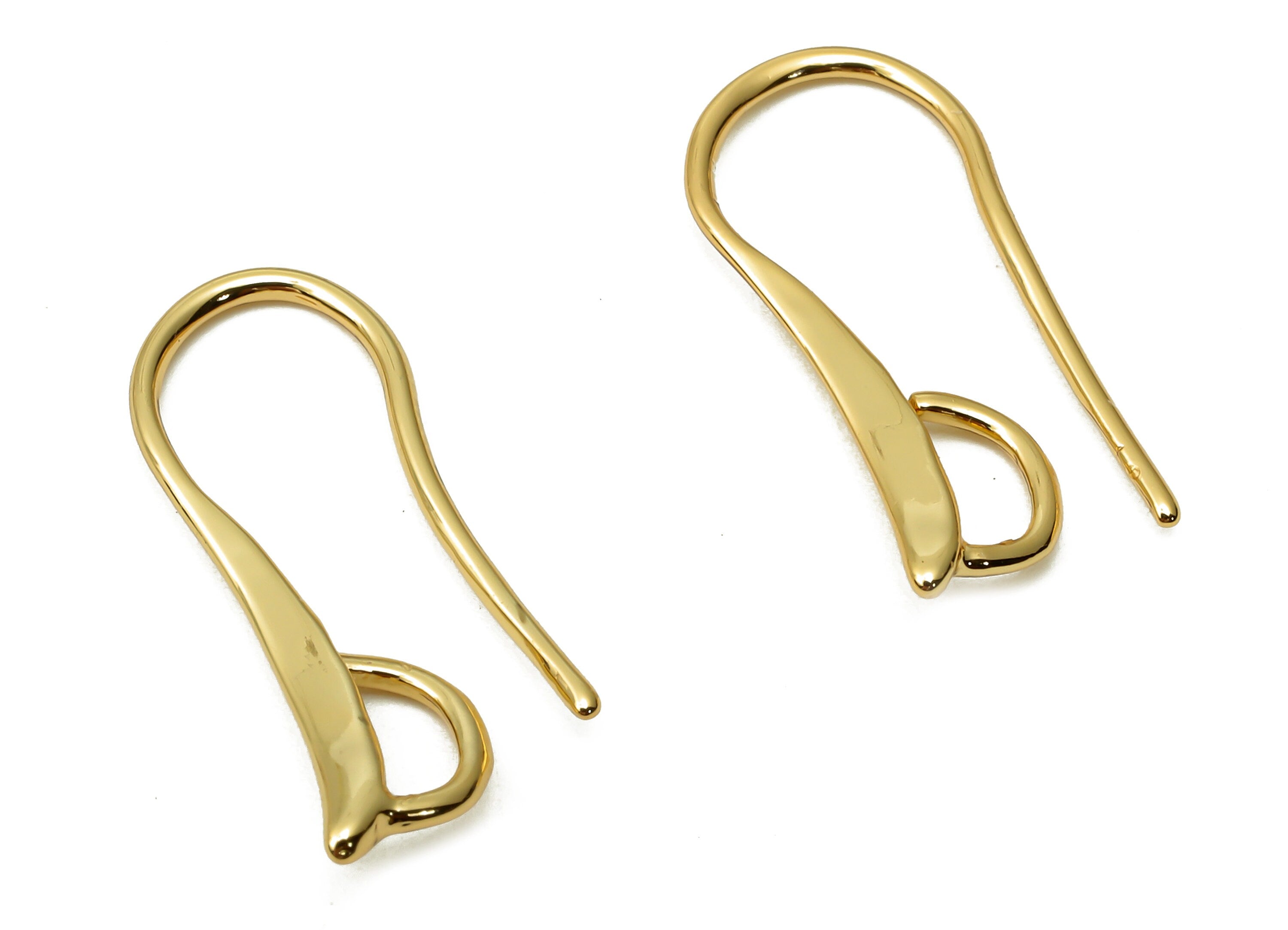 Brass Earrings Wires - Brass Ear Hook Connector - Earrings For Bead - Pearl Earrings - 18K Real Gold Plated - 21.95x8.07x1.6mm - RGP5022 - DOMEDBAZAAR