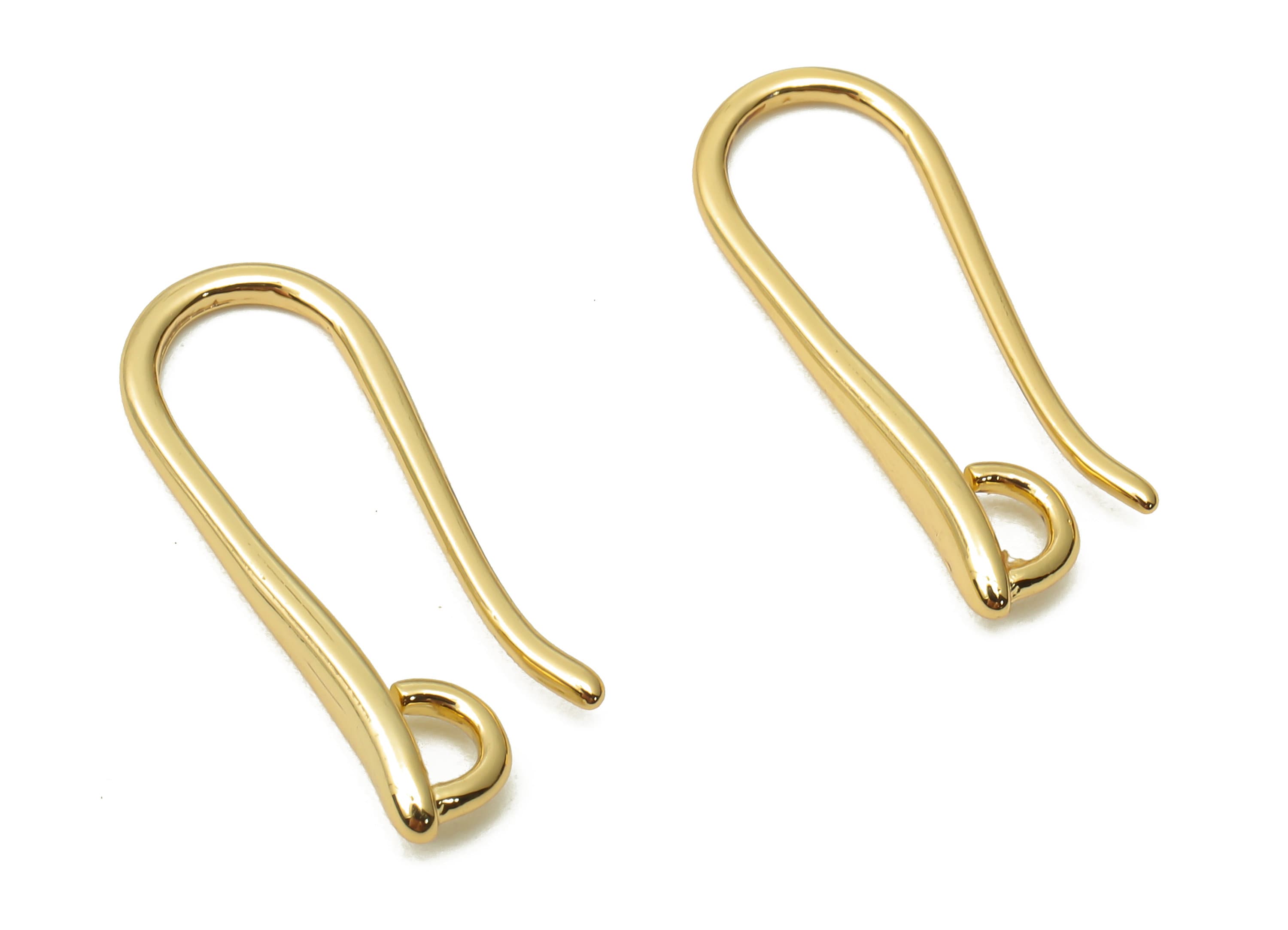 Brass Ear Wires Earrings - Brass Earrings Wires - Brass Hook Earrings - Earring Findings - 18K Real Gold Plated - 20.74x7.46x2.04mm -RGP5031 - DOMEDBAZAAR