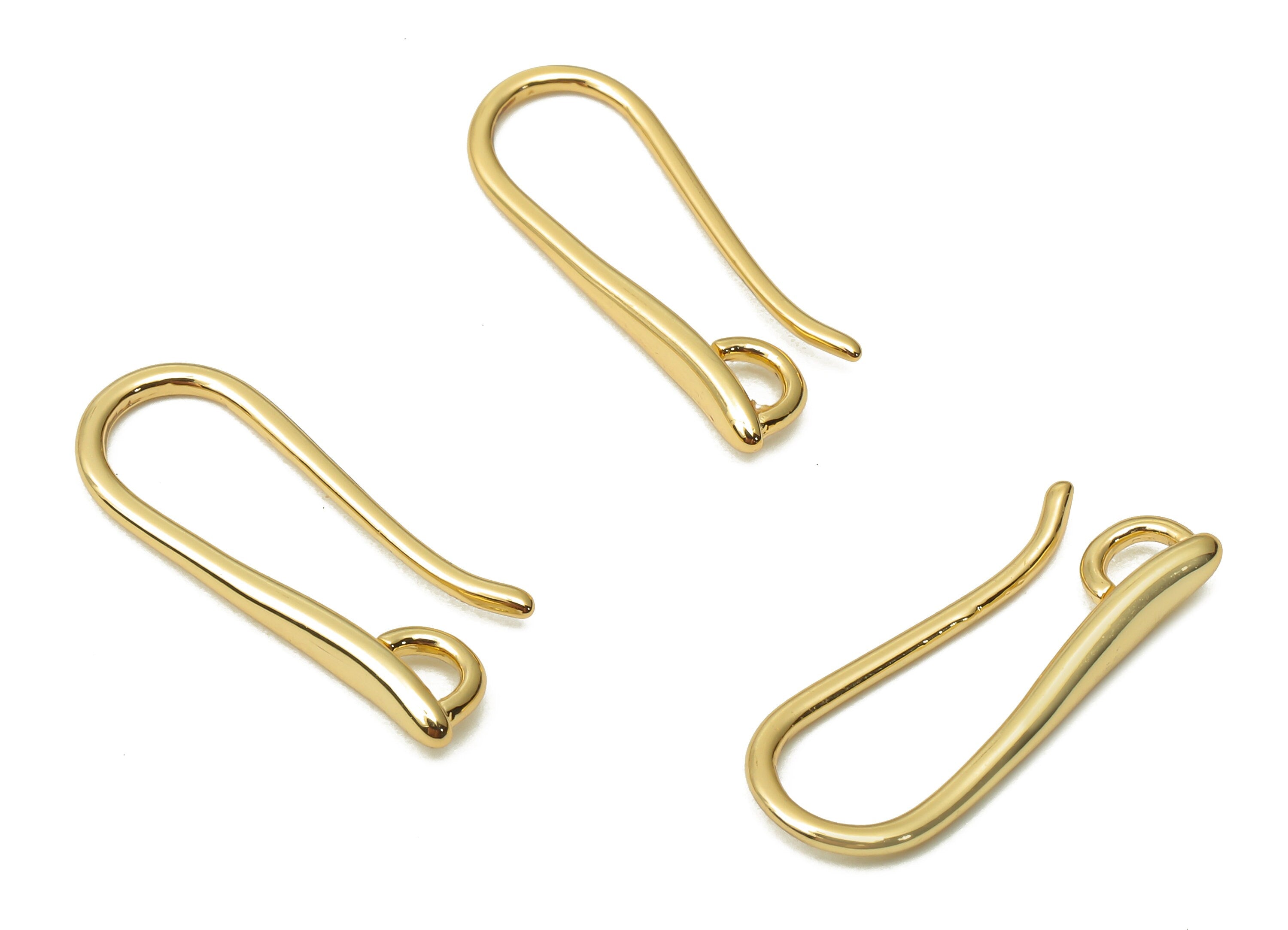 Brass Ear Wires Earrings - Brass Earrings Wires - Brass Hook Earrings - Earring Findings - 18K Real Gold Plated - 20.74x7.46x2.04mm -RGP5031 - DOMEDBAZAAR