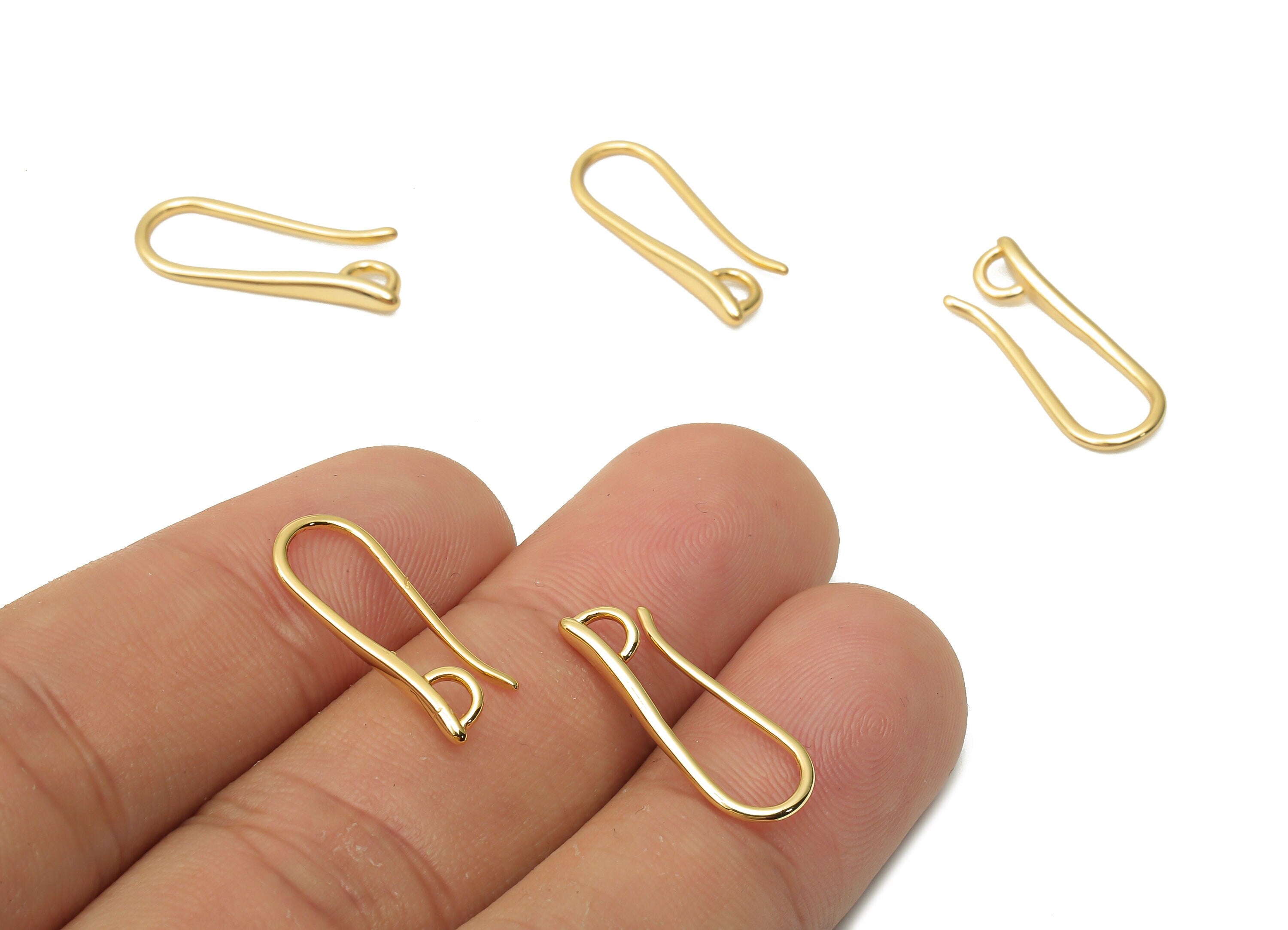 Brass Ear Wires Earrings - Brass Earrings Wires - Brass Hook Earrings - Earring Findings - 18K Real Gold Plated - 20.74x7.46x2.04mm -RGP5031 - DOMEDBAZAAR