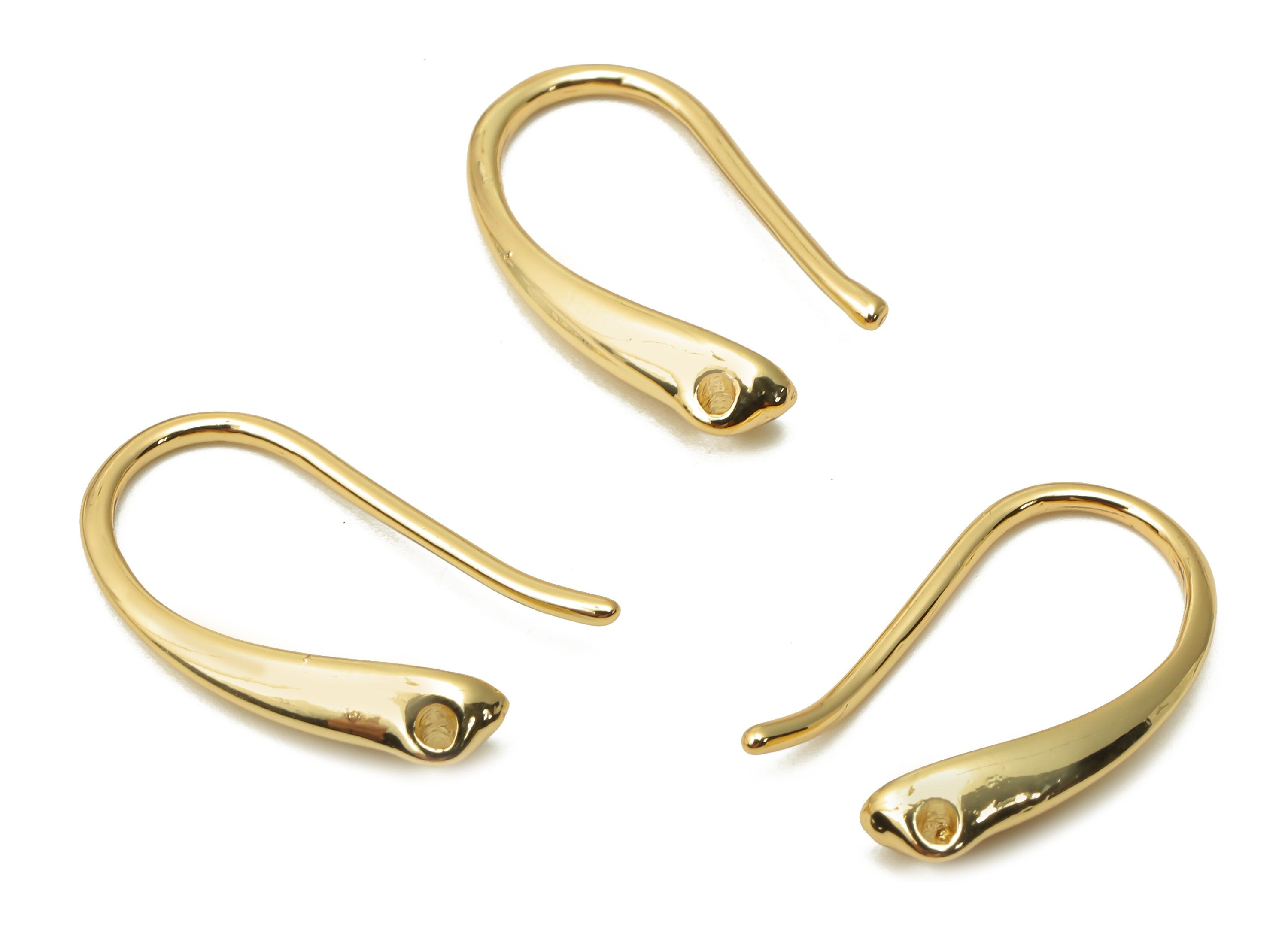 Brass Earrings Earring Wire With Hook - Brass Hook Finding - Round Earring Findings - 18K Real Gold Plated - 18.5x10.45x1.72mm - RGP5034 - DOMEDBAZAAR