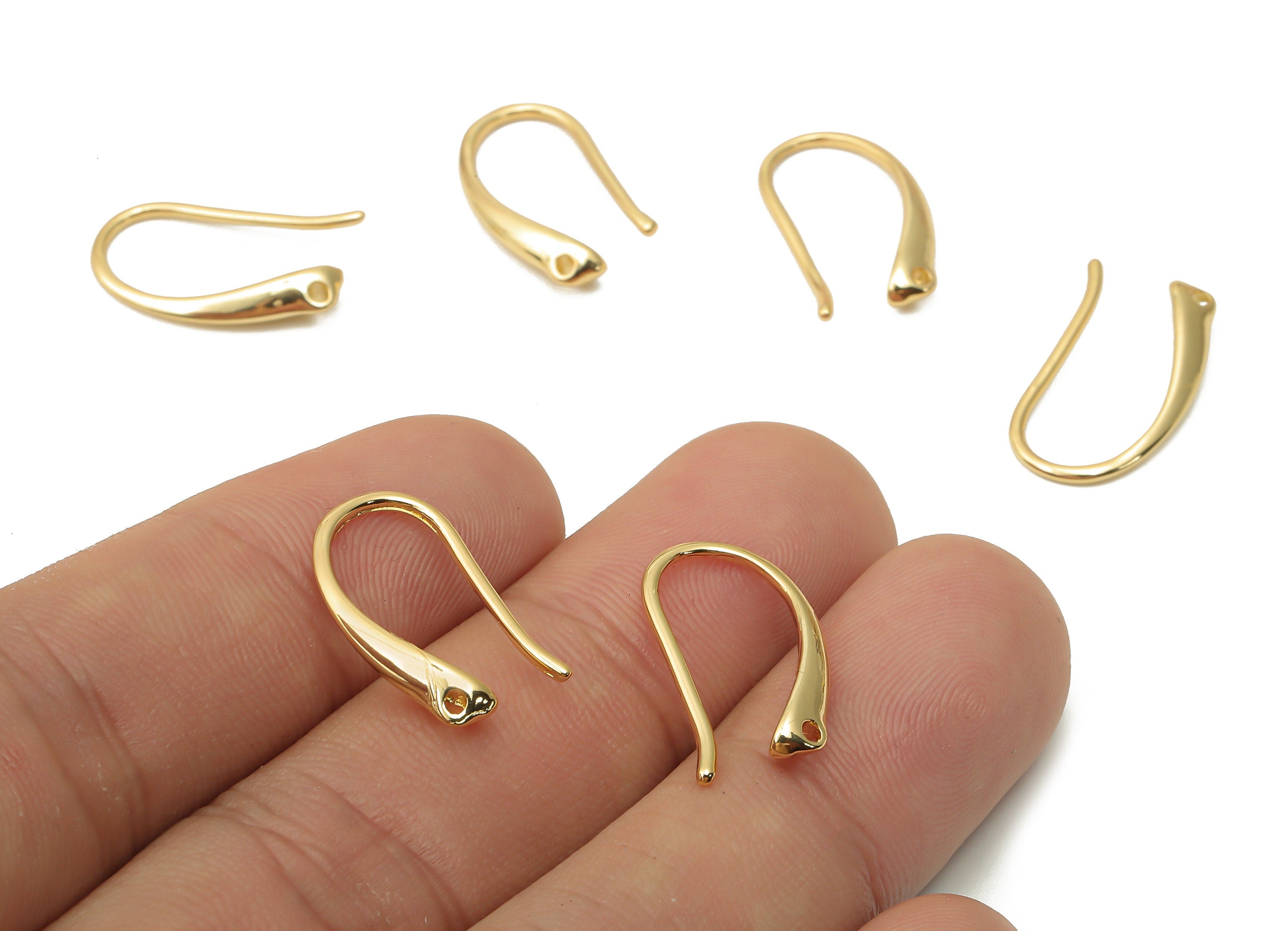 Brass Earrings Earring Wire With Hook - Brass Hook Finding - Round Earring Findings - 18K Real Gold Plated - 18.5x10.45x1.72mm - RGP5034 - DOMEDBAZAAR
