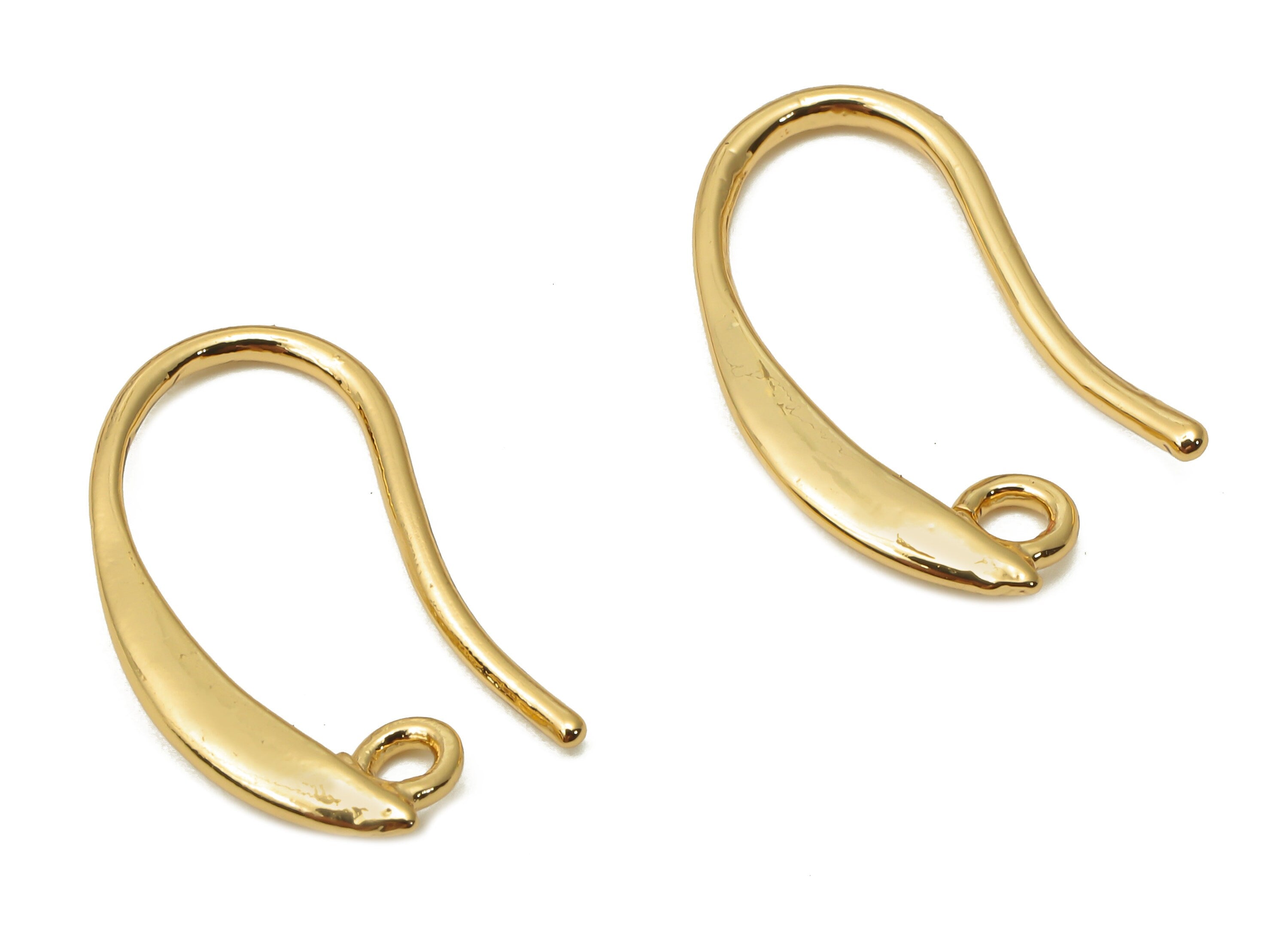 Brass Earrings Wire With Hook - Brass Hook Earrings - Brass Earrings Findings - 18K Real Gold Plated Brass - 19.23x9.47x2.23mm - RGP5036 - DOMEDBAZAAR