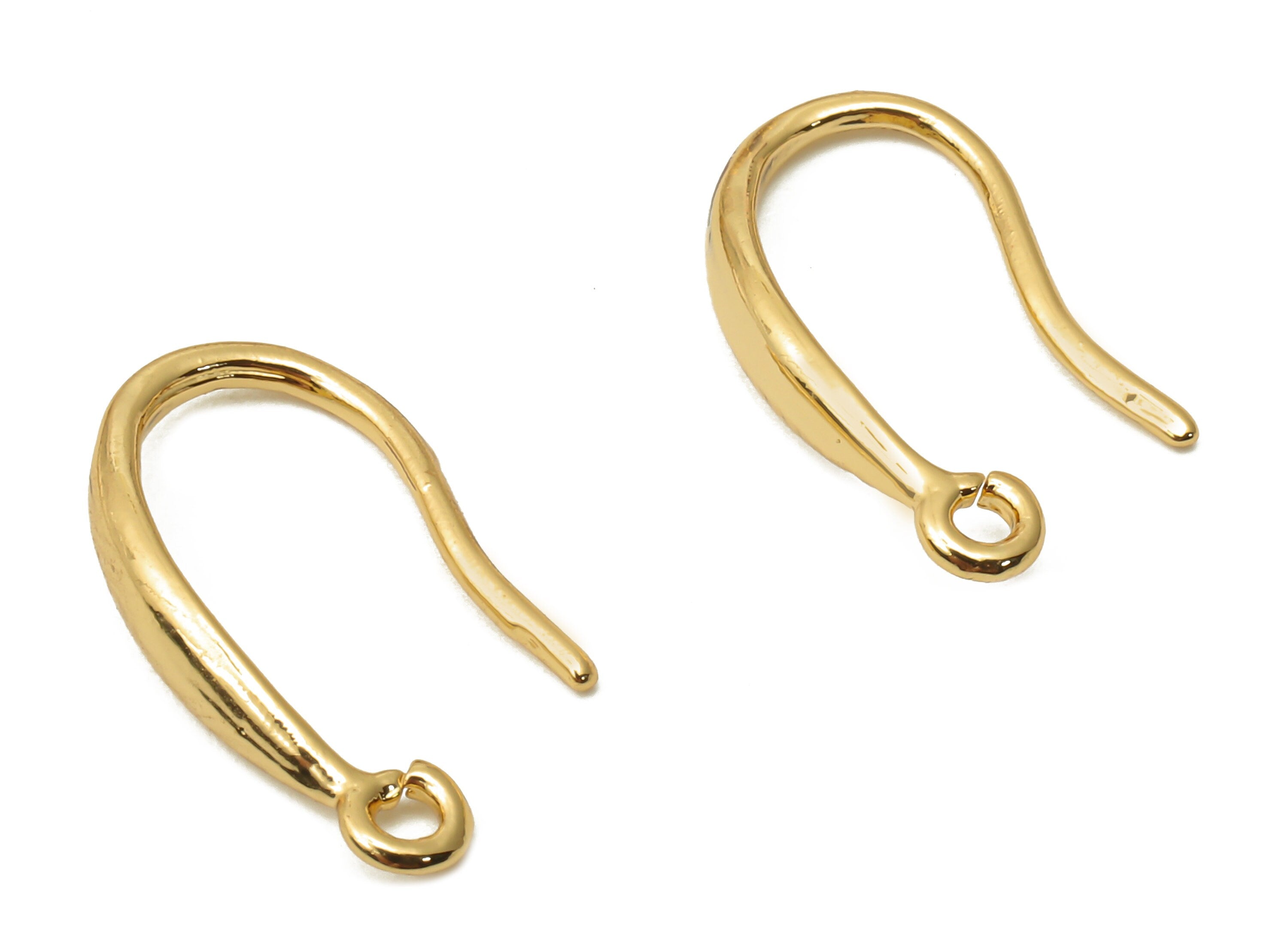 Brass Earrings Wire With Hook - Gold Plated Hook Earrings - Earrings Findings - 18K Real Gold Plated Brass - 17.29x7.6x2.74mm - RGP5037 - DOMEDBAZAAR