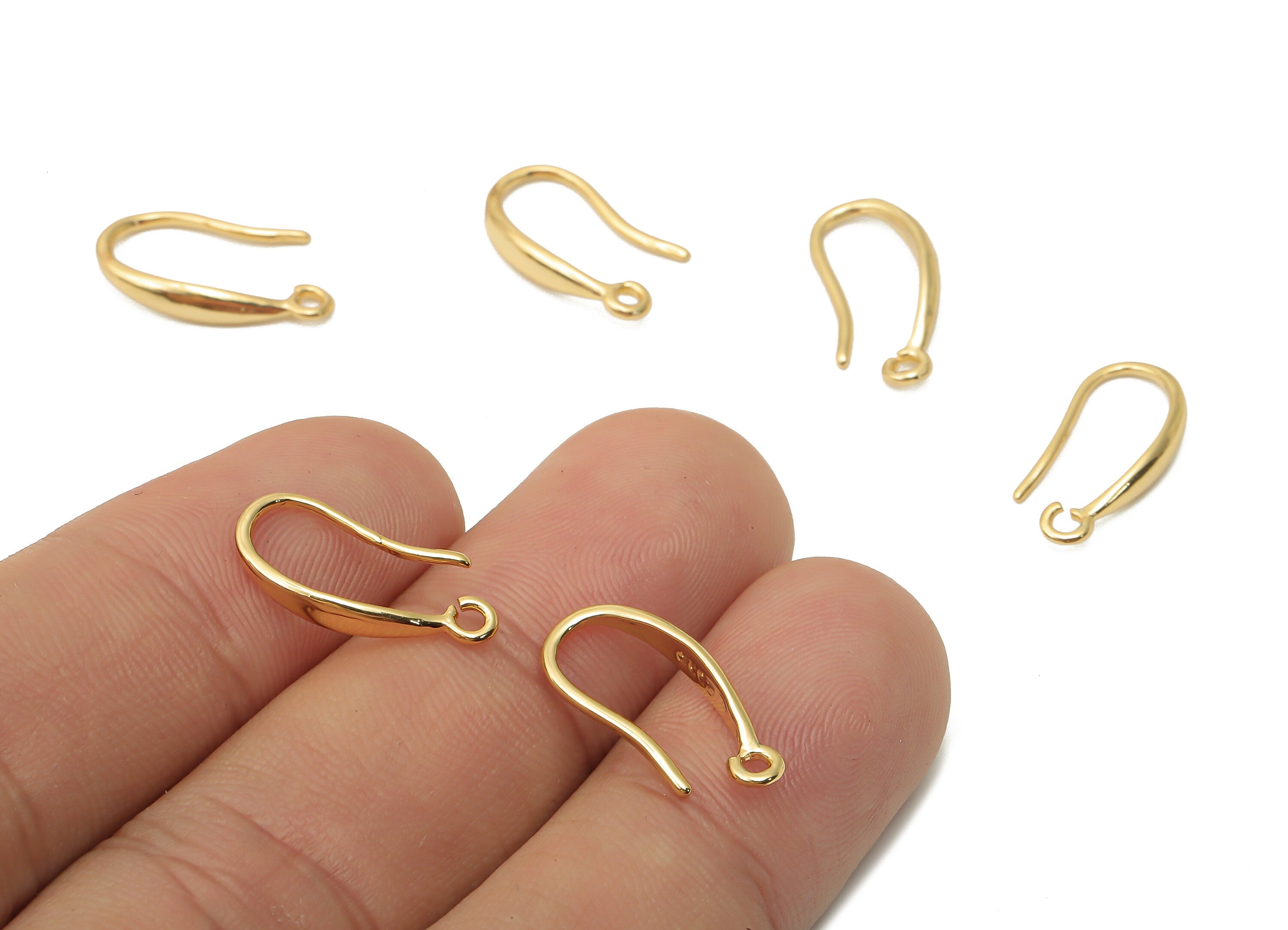 Brass Earrings Wire With Hook - Gold Plated Hook Earrings - Earrings Findings - 18K Real Gold Plated Brass - 17.29x7.6x2.74mm - RGP5037 - DOMEDBAZAAR