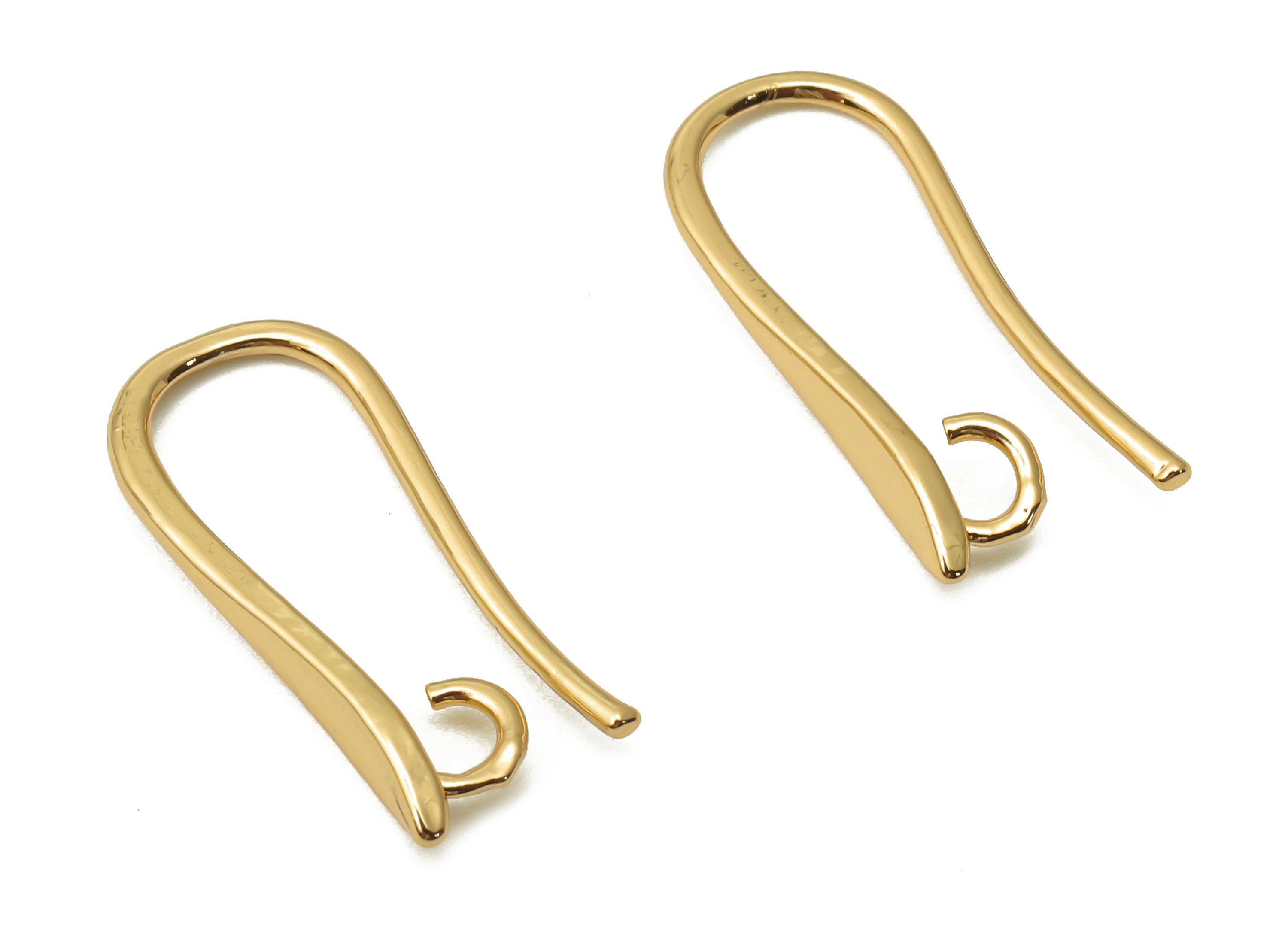 Brass Earrings Wire - Gold Plated Earrings Hook -Brass Ear Findings - 18K Real Gold Plated Brass -19.2x8.6x2.3mm - RGP5038 - DOMEDBAZAAR
