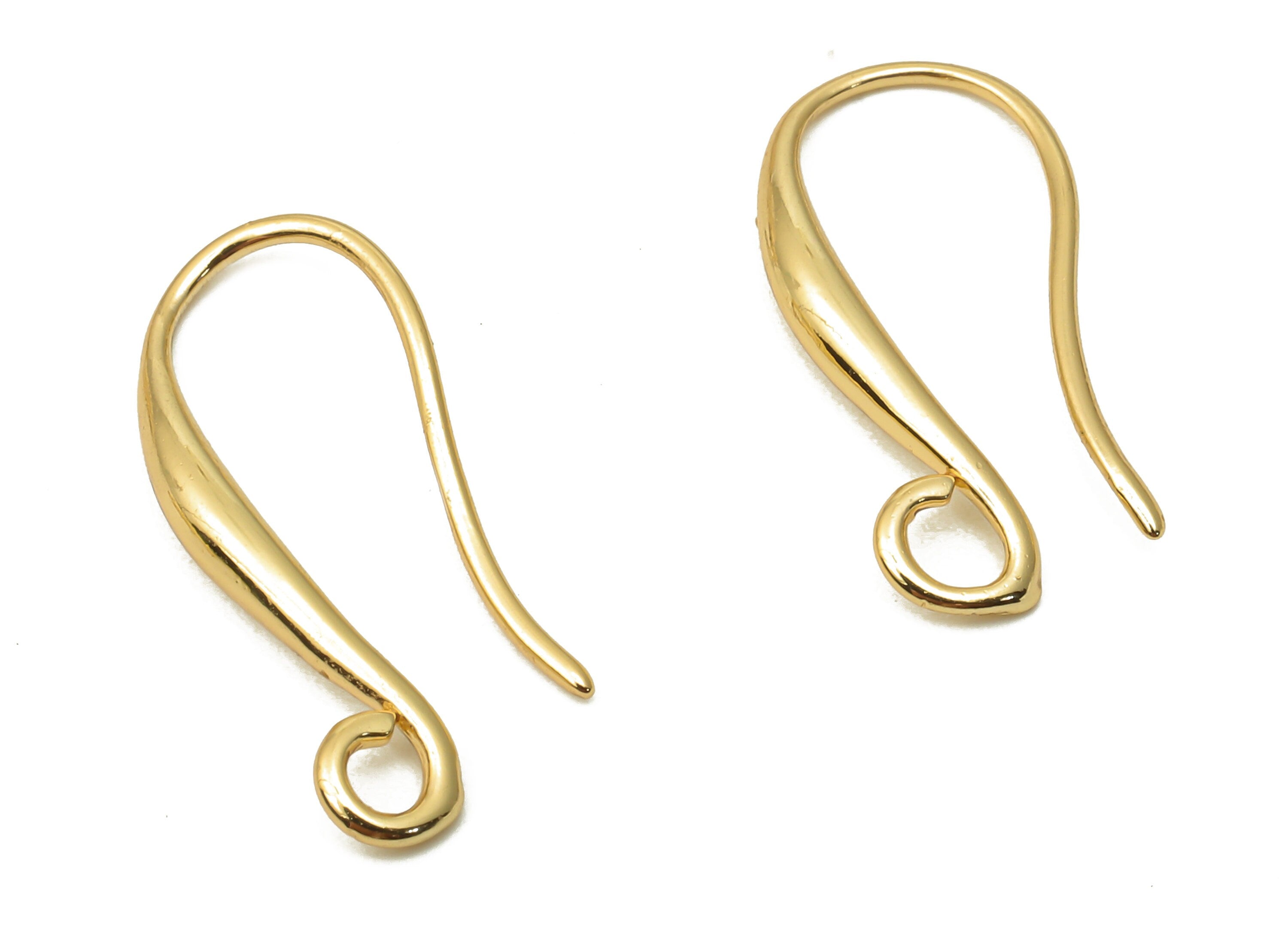 Brass Earrings Wire - Gold plated Hook Earrings - Earring Wire - Ear Hook - 18K Real Gold Plated Brass - 2.35x20.36x2.07mm - RGP5042 - DOMEDBAZAAR
