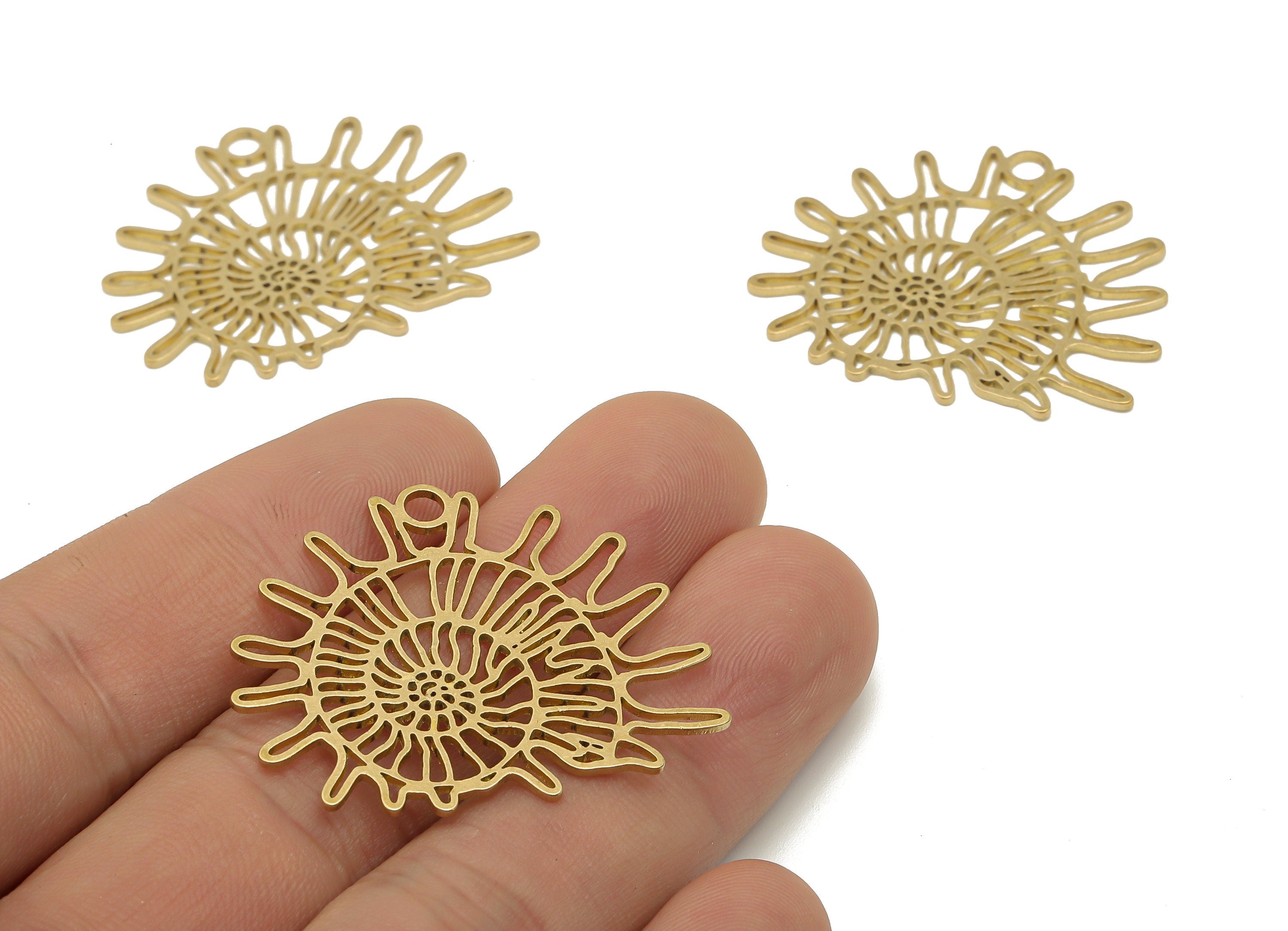 Brass Snail Earring Charm - Raw Brass Snail Cutout Pendant - Laser Cut Charm - Filigree Charm - Jewelry Supplies -35.95x31.3x0.9mm - PPA4230 - DOMEDBAZAAR
