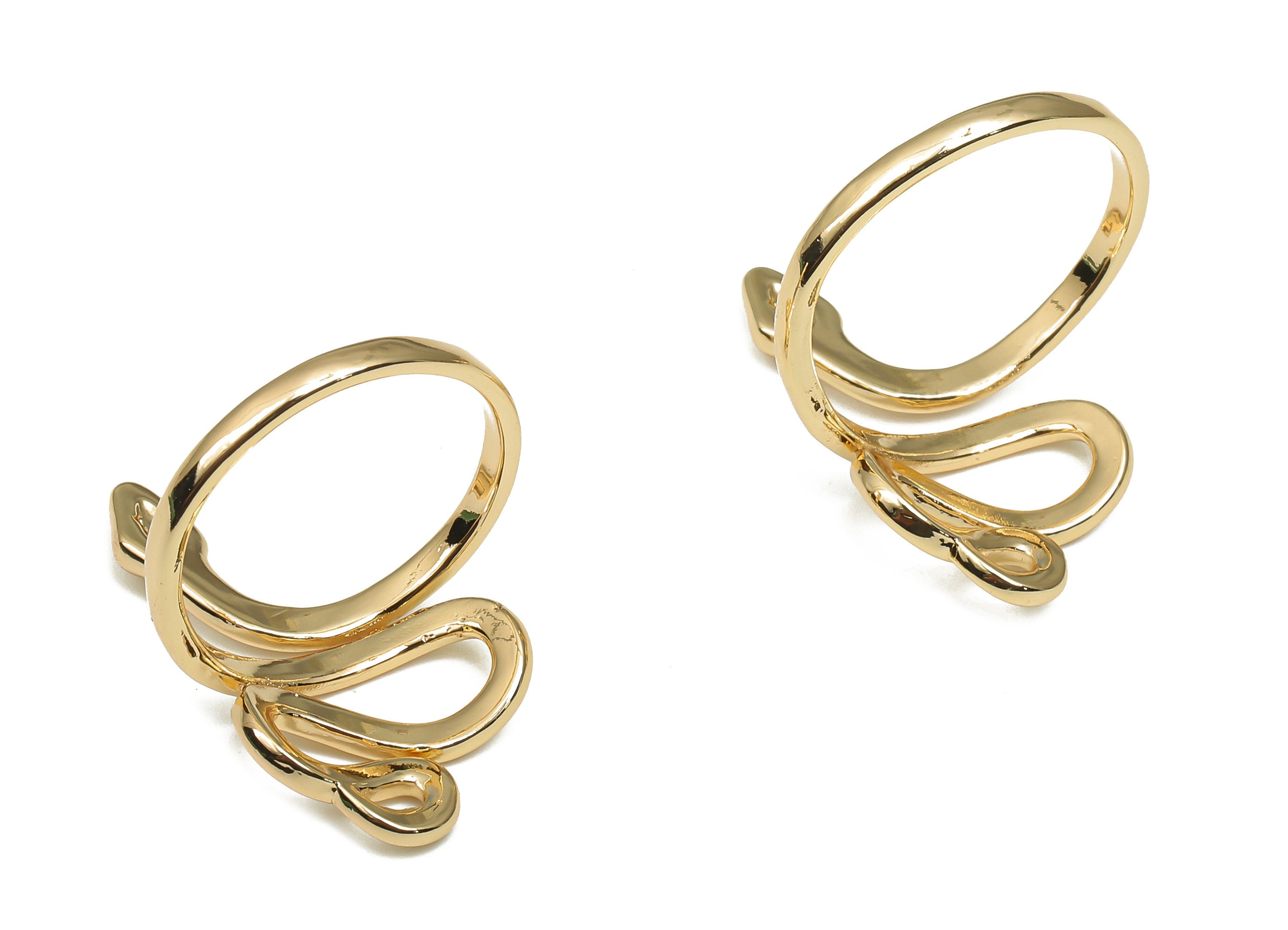 Brass Snake Ring Charm - Gold Spiral Ring - 18k Real Gold Plated Brass - Gold Wrap Ring - Adjustable Ring - 25.1x18.98x1.33mm - RGP4682 - DOMEDBAZAAR