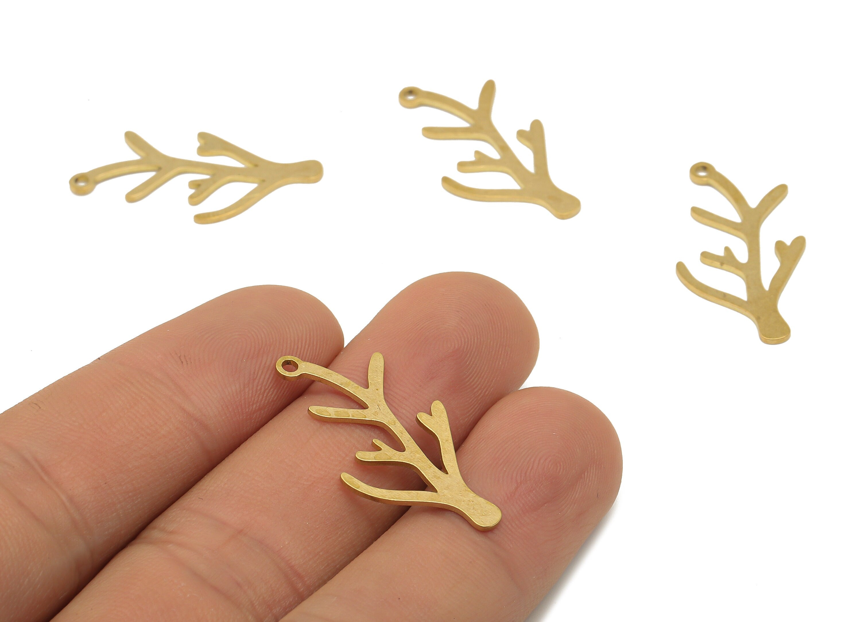 Brass Branch Earring Charm - Raw Brass Tree Cutout Charms - Brass Botanical Findings - Jewelry Making Supplies -29.97x15.3x0.72mm- PPA4335 - DOMEDBAZAAR