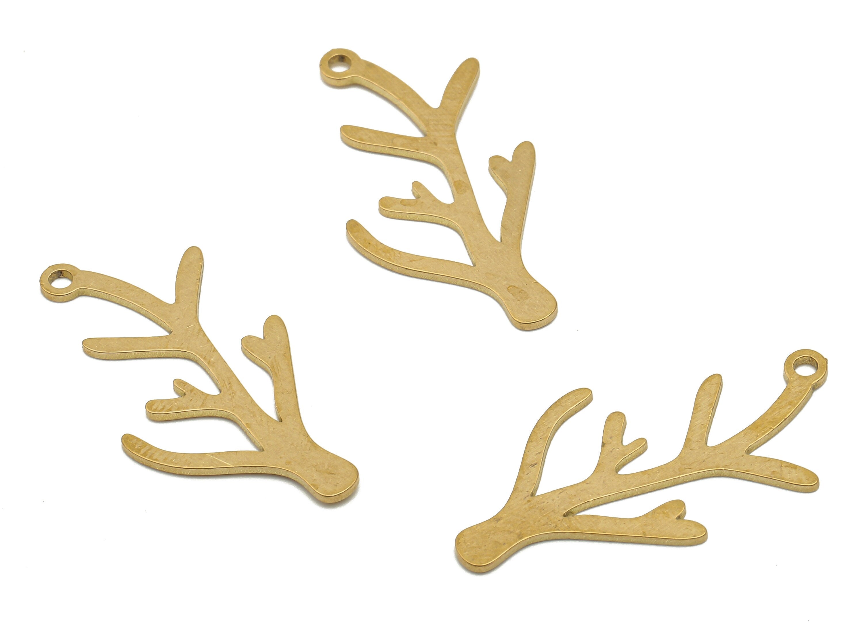 Brass Branch Earring Charm - Raw Brass Tree Cutout Charms - Brass Botanical Findings - Jewelry Making Supplies -29.97x15.3x0.72mm- PPA4335 - DOMEDBAZAAR