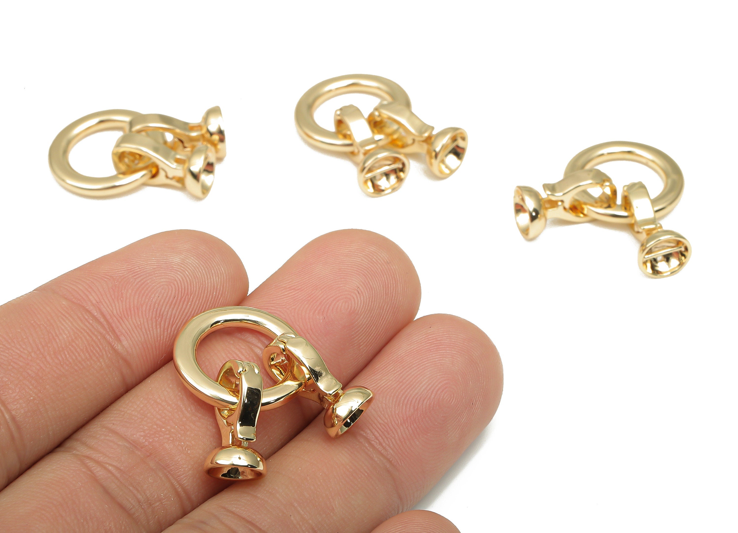 Brass Circle Toggle Clasp - Brass Round Clasp - 18K Real Gold Plated Brass Clasp - Bracelet Toggle Clasp - 26.38x16.95x2.14mm - RGP4687 - DOMEDBAZAAR
