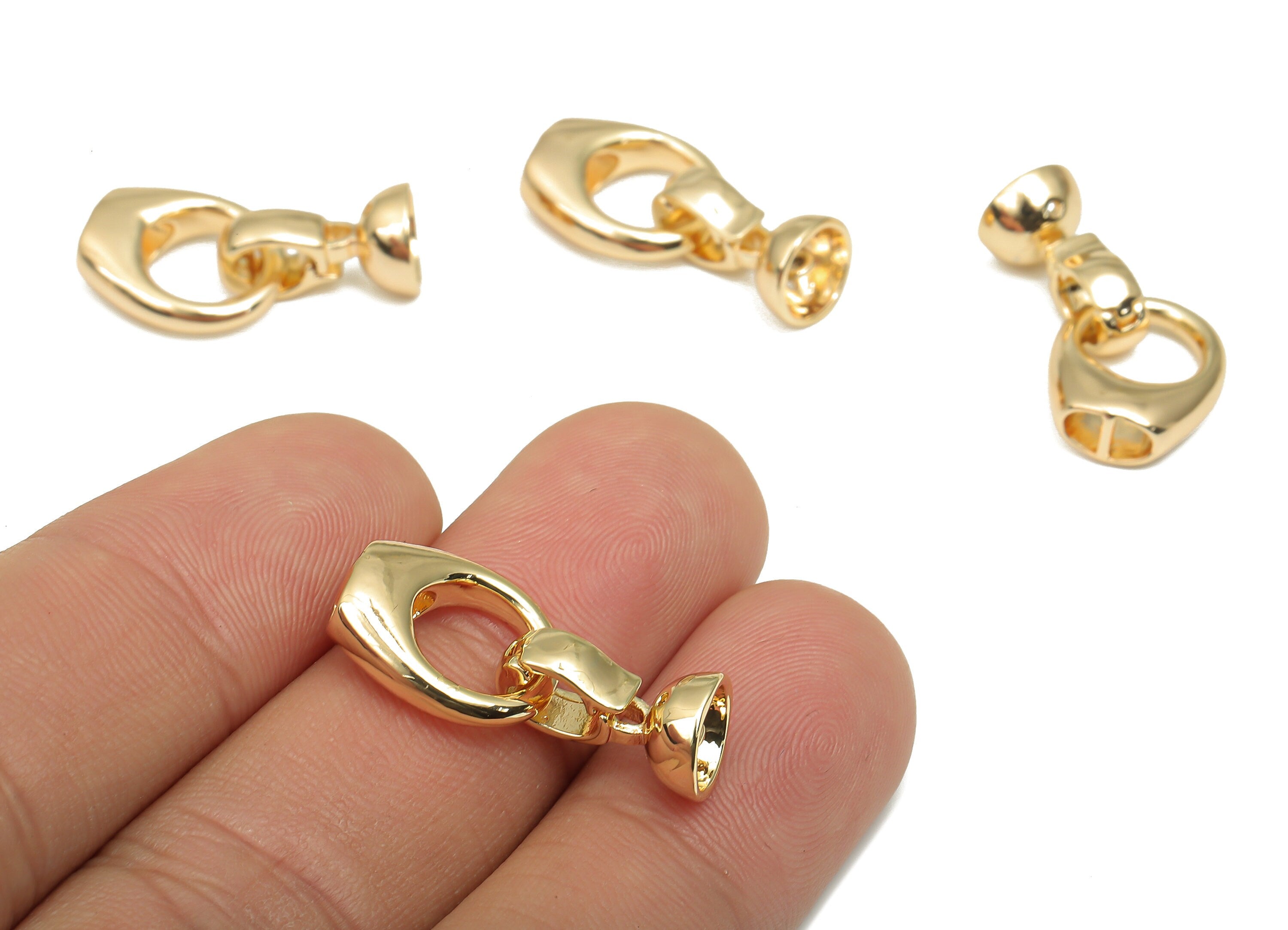Brass Circle Toggle Clasp - Brass Round Clasps - 18K Real Gold Plated Brass Charm - Brass Bracelet - 24.8x11.89x4.83mm - RGP4689 - DOMEDBAZAAR