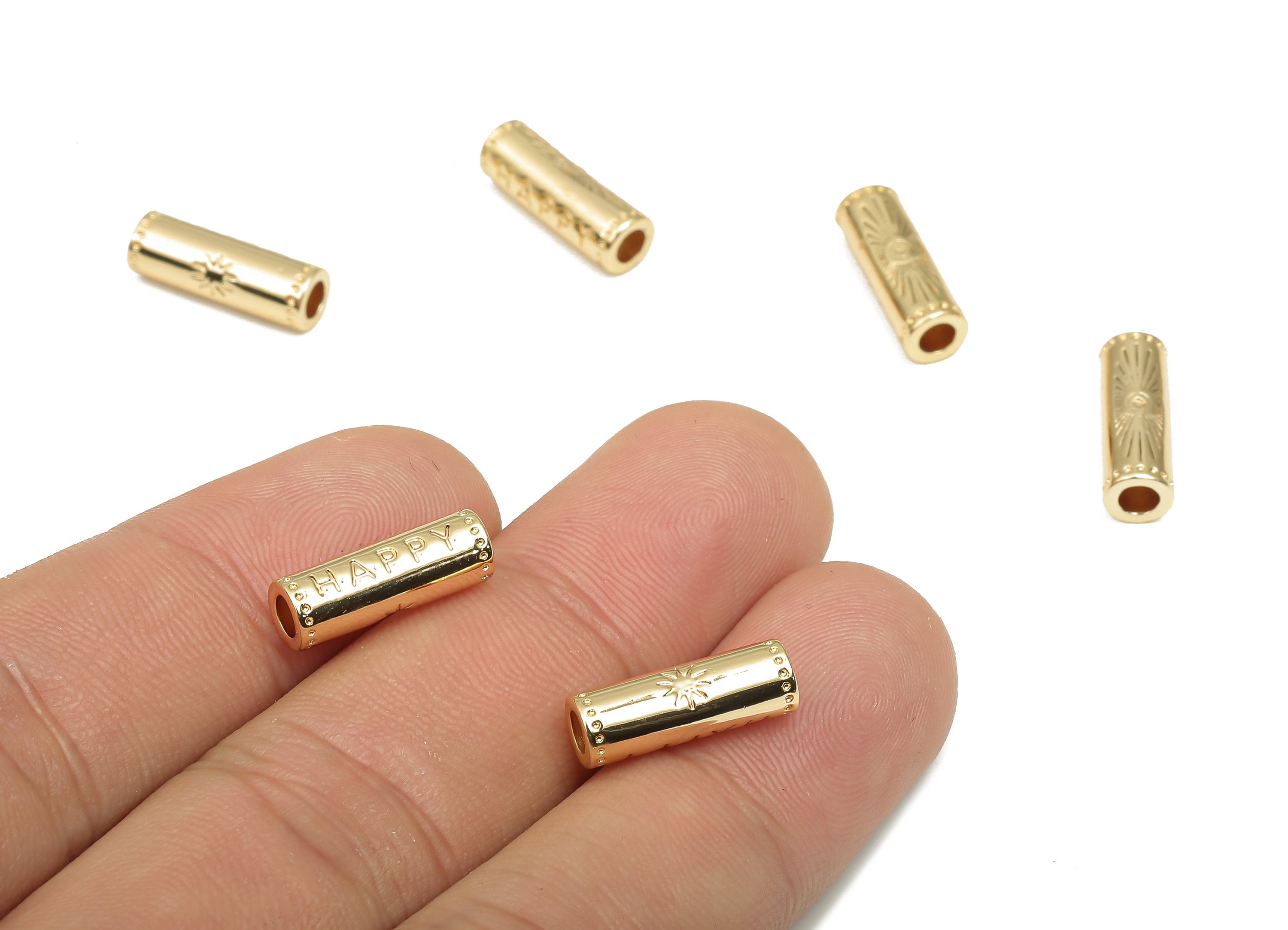 Brass Connector Spacer Bead - Barrel Spacer Bead - 18K Real Gold Plating - Sun Bracelet Tube - 15x5.04x5.04mm - RGP4708 - DOMEDBAZAAR