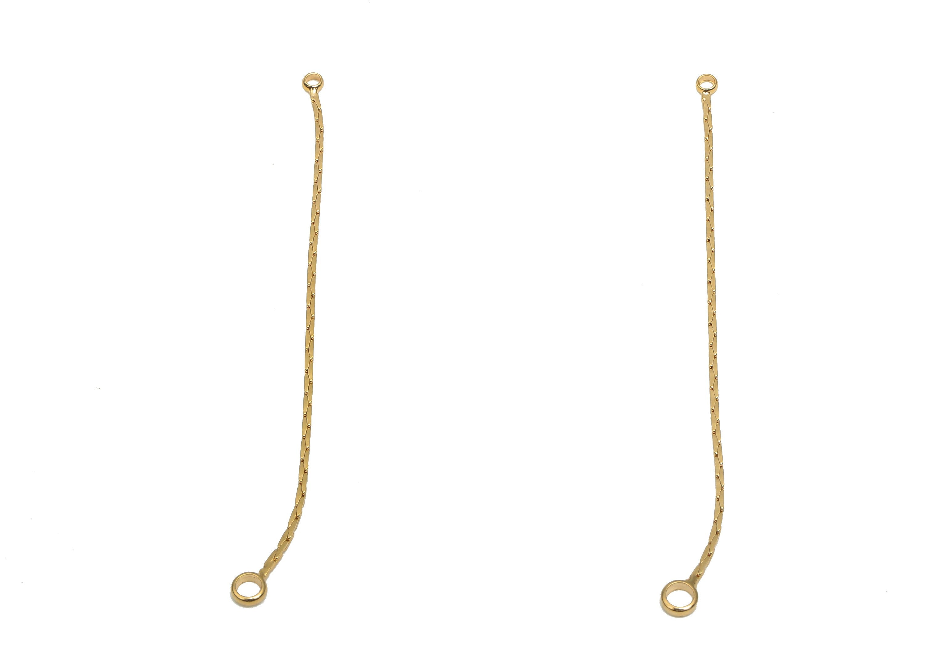 Brass Snake Chain Connector - 18K Real Gold Plated Brass Chains Tassel - Chain Earring - Chains Tassel - 53.41x3x1mm - RGP4719 - DOMEDBAZAAR