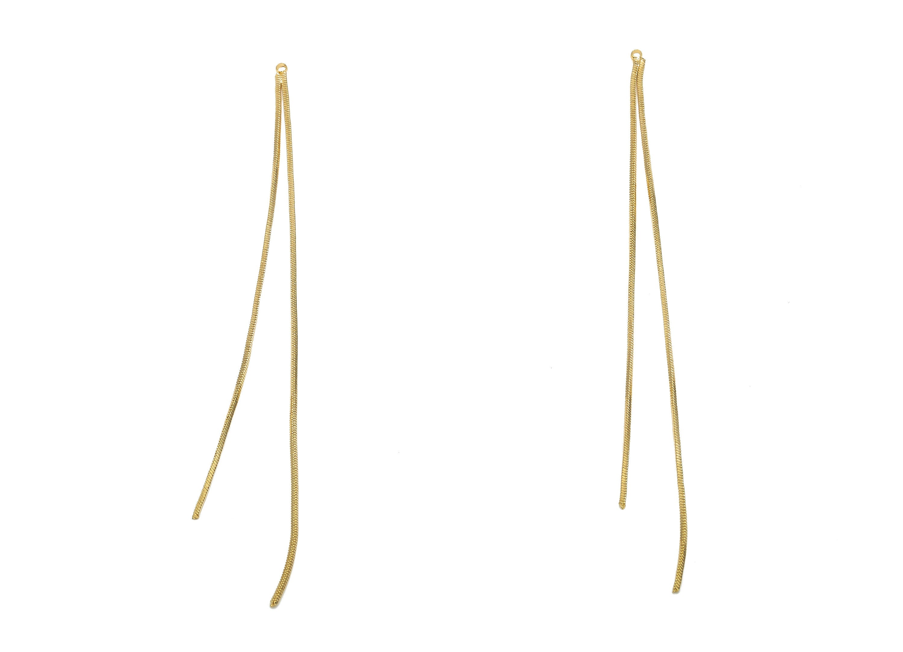 Brass Snake Chain - 18K Real Gold Plating Chain Tassel - Brass Earring Findings - Jewelry Making Supplies - 100.76x2.09x0.89mm - RGP4721 - DOMEDBAZAAR