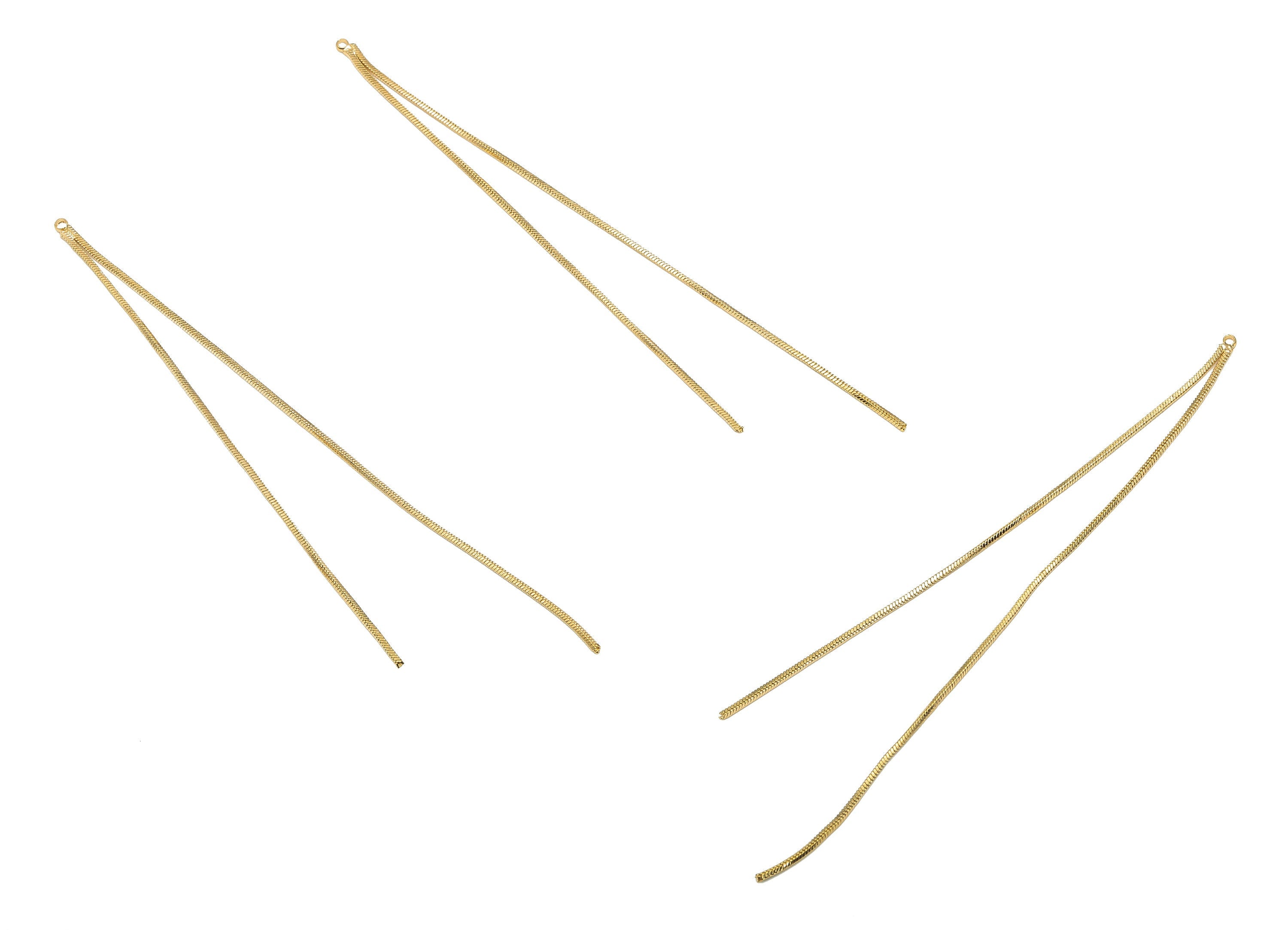 Brass Snake Chain - 18K Real Gold Plating Chain Tassel - Brass Earring Findings - Jewelry Making Supplies - 100.76x2.09x0.89mm - RGP4721 - DOMEDBAZAAR