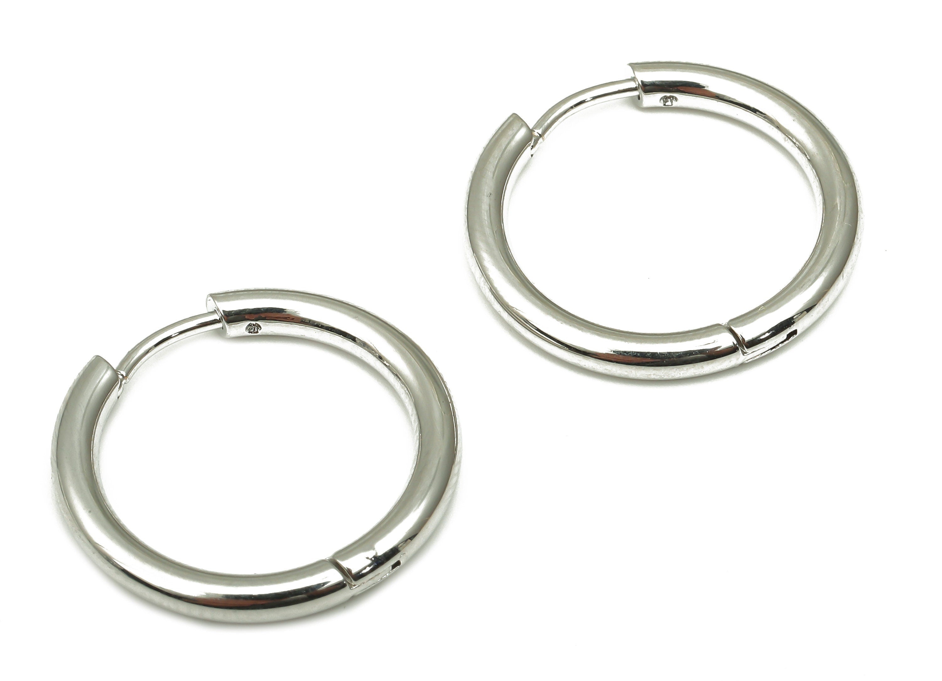 Hoop Earring Clasp - Brass Circle Earrings - 18k Real White Gold Plated Round Brass - Jewelry Supplies - 22.89x22.89x2.57mm - RGP4731S - DOMEDBAZAAR