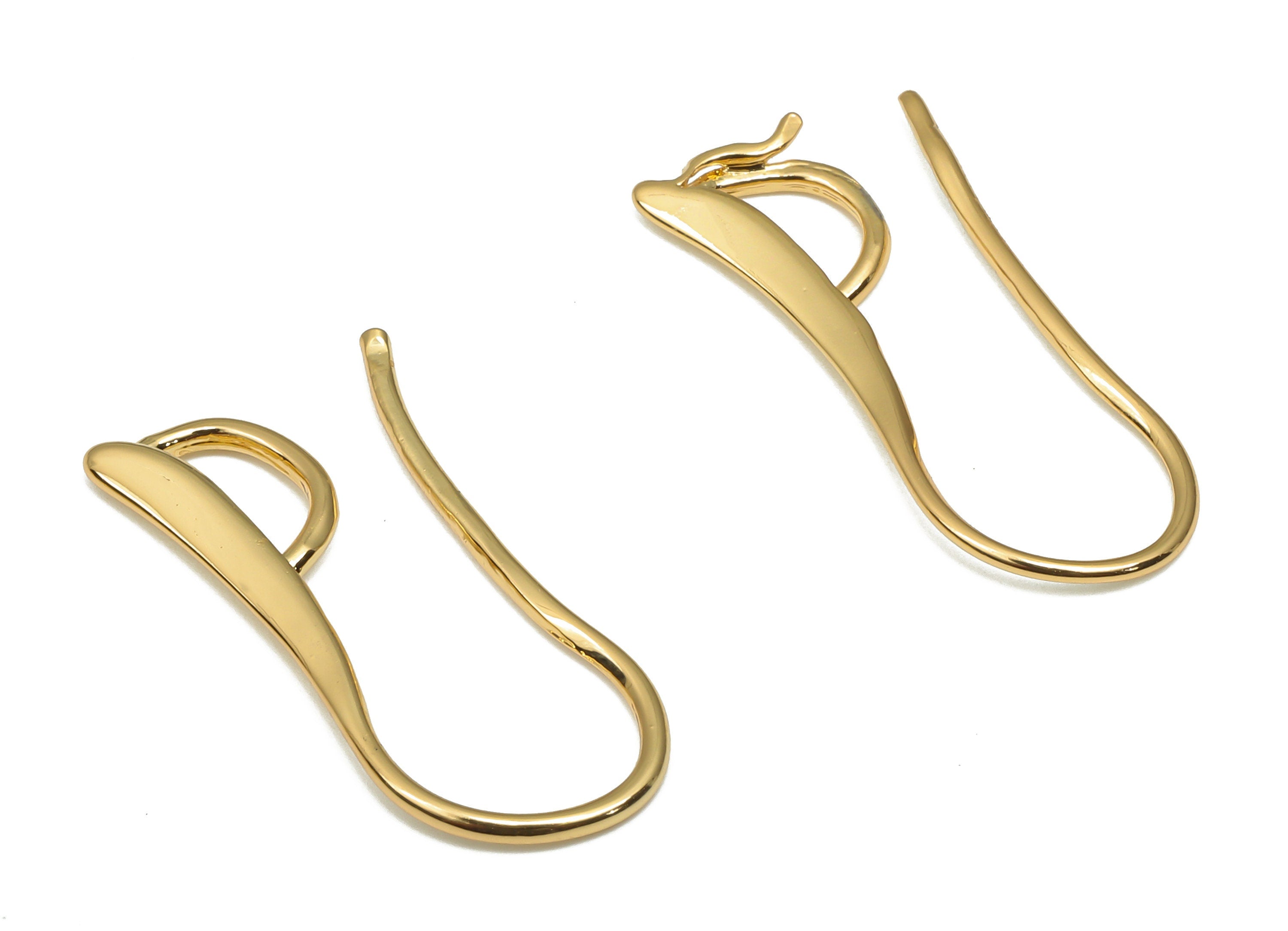 Brass Earrings Wires - Brass Round Earring Hook - Earrings Wire - 18K Real Gold Plated Brass - Earrings Finding - 22.78x7.9x1.7mm - RGP4735 - DOMEDBAZAAR