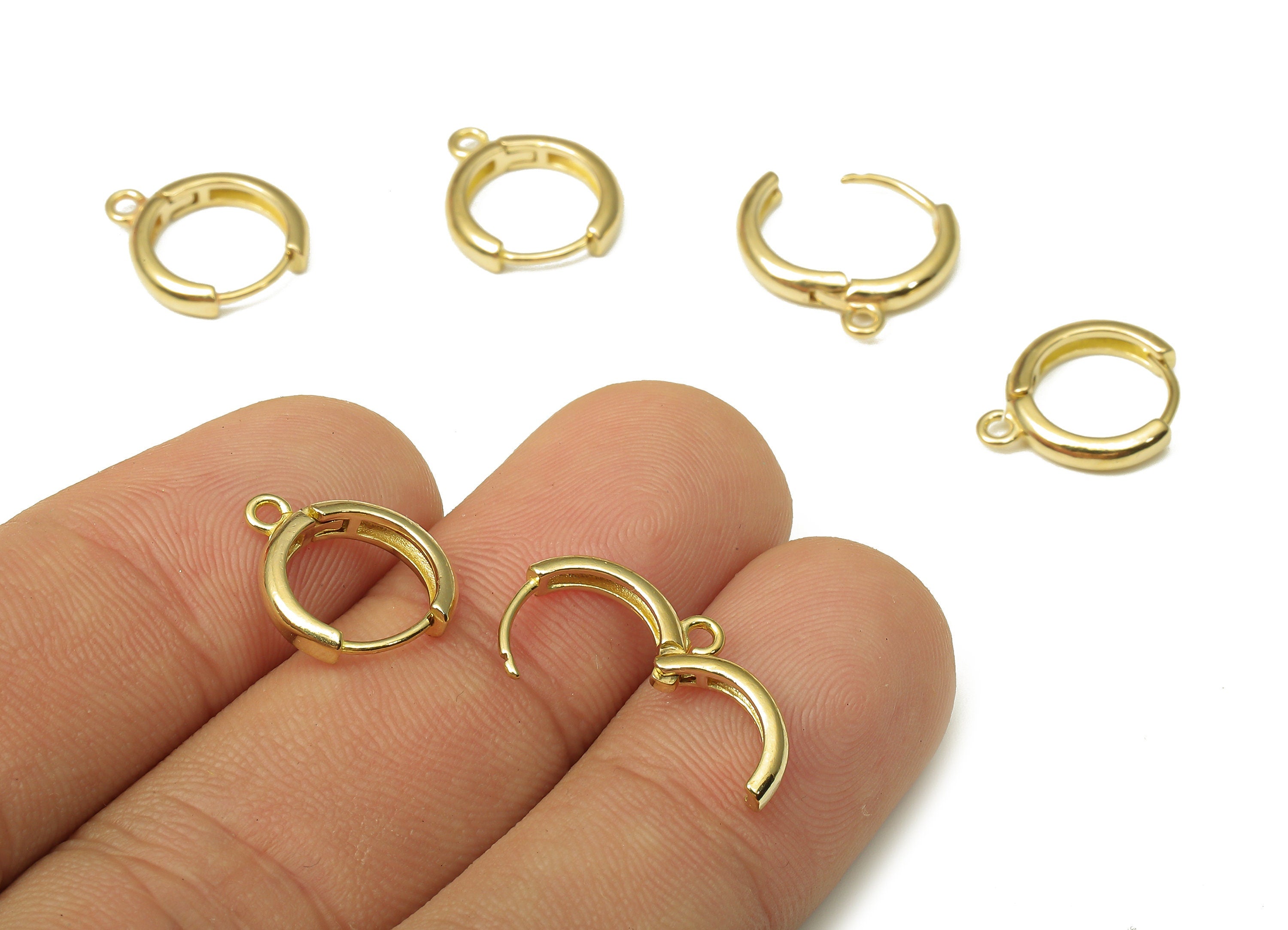 Brass Round Earring Clasp - Raw Brass Circle Hoop Earring With Loop - Hoop Earring - 14.08x11.71x2.46mm - PP7955 - DOMEDBAZAAR