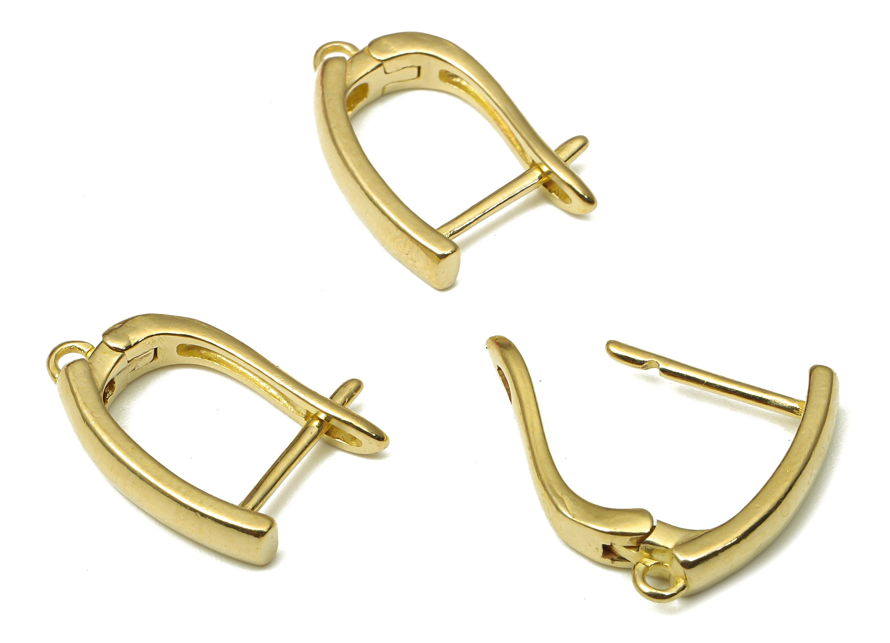 Brass Earring Clasp - Raw Brass Stud Earrings - Dainty Earrings - 17.2x13.34x1.14mm - PP7946 - DOMEDBAZAAR