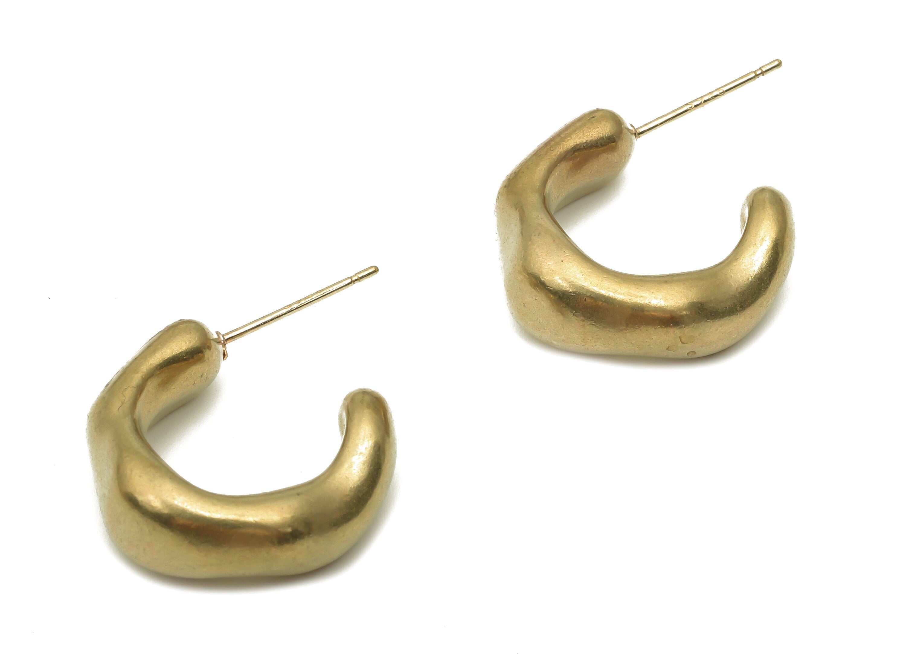 Brass C Earring Studs - Raw Brass C Earring Post - Open Thick Hoop Earrings Stud - 925 Silver Stud - 19.87x17.37x4.45mm - PP7866 - DOMEDBAZAAR