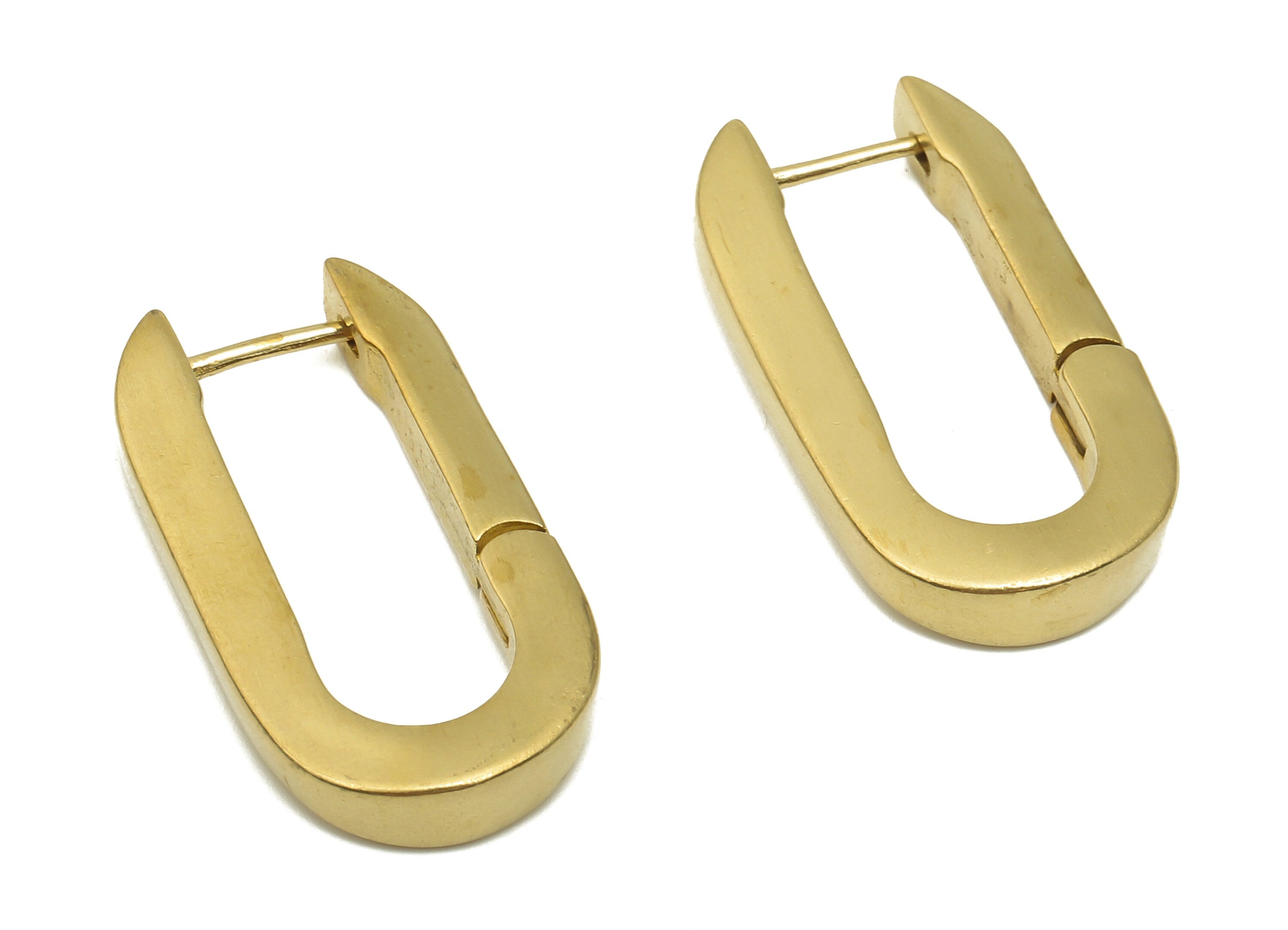 Brass Oval Earrings Clasp - Raw Brass Stud Earrings - Brass Rectangular Hoop Earrings - Jewelry Supplies - 26.68x14.33x3.63mm- PP7882 - DOMEDBAZAAR
