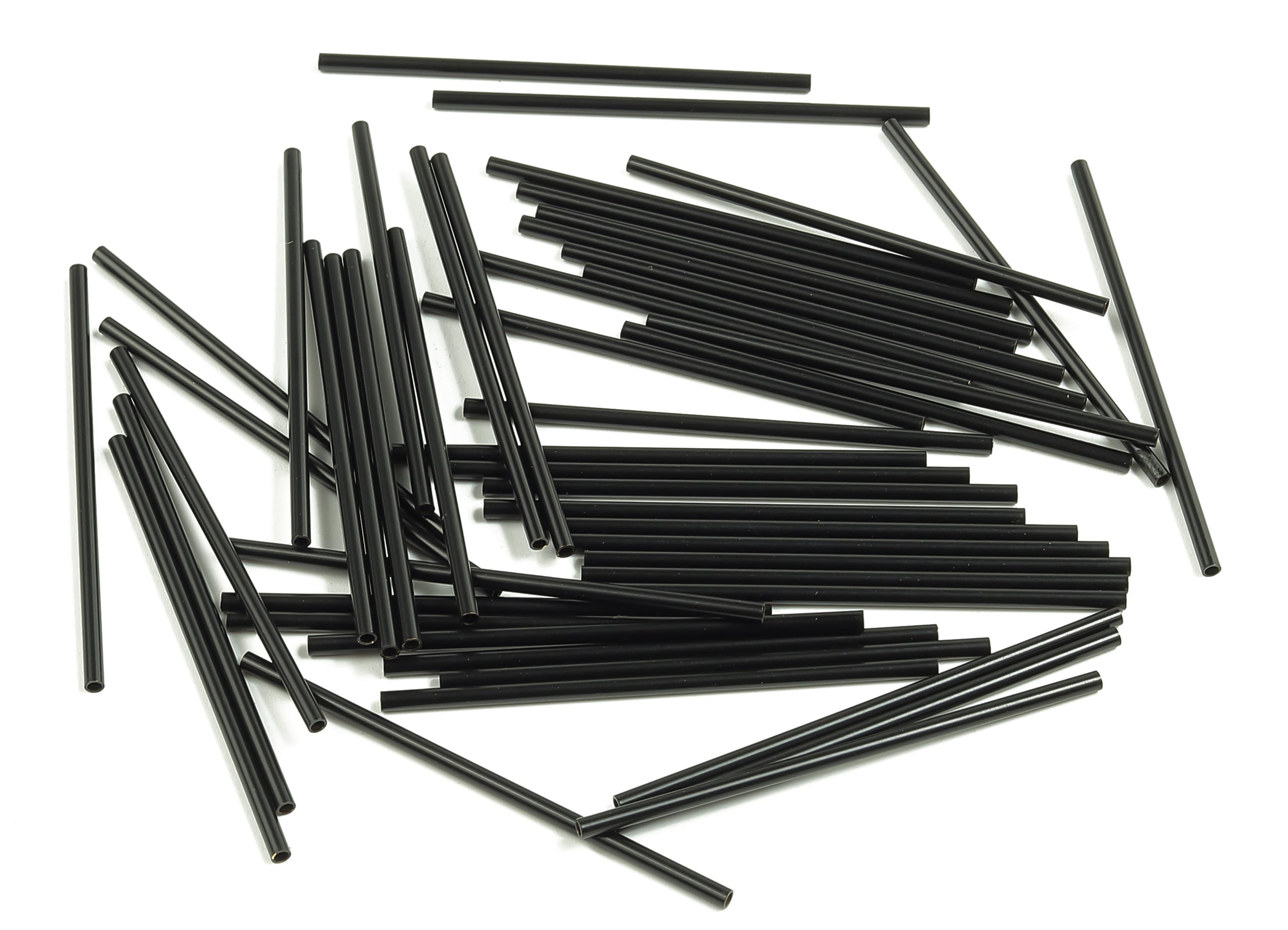 Matte Black Himmeli Tubes - Raw Brass Round Himmeli DIY Tube Beads - Circle Pipes for Geometric - For Air Plants - 1.5x0.2x40mm - PP4567B-40 - DOMEDBAZAAR