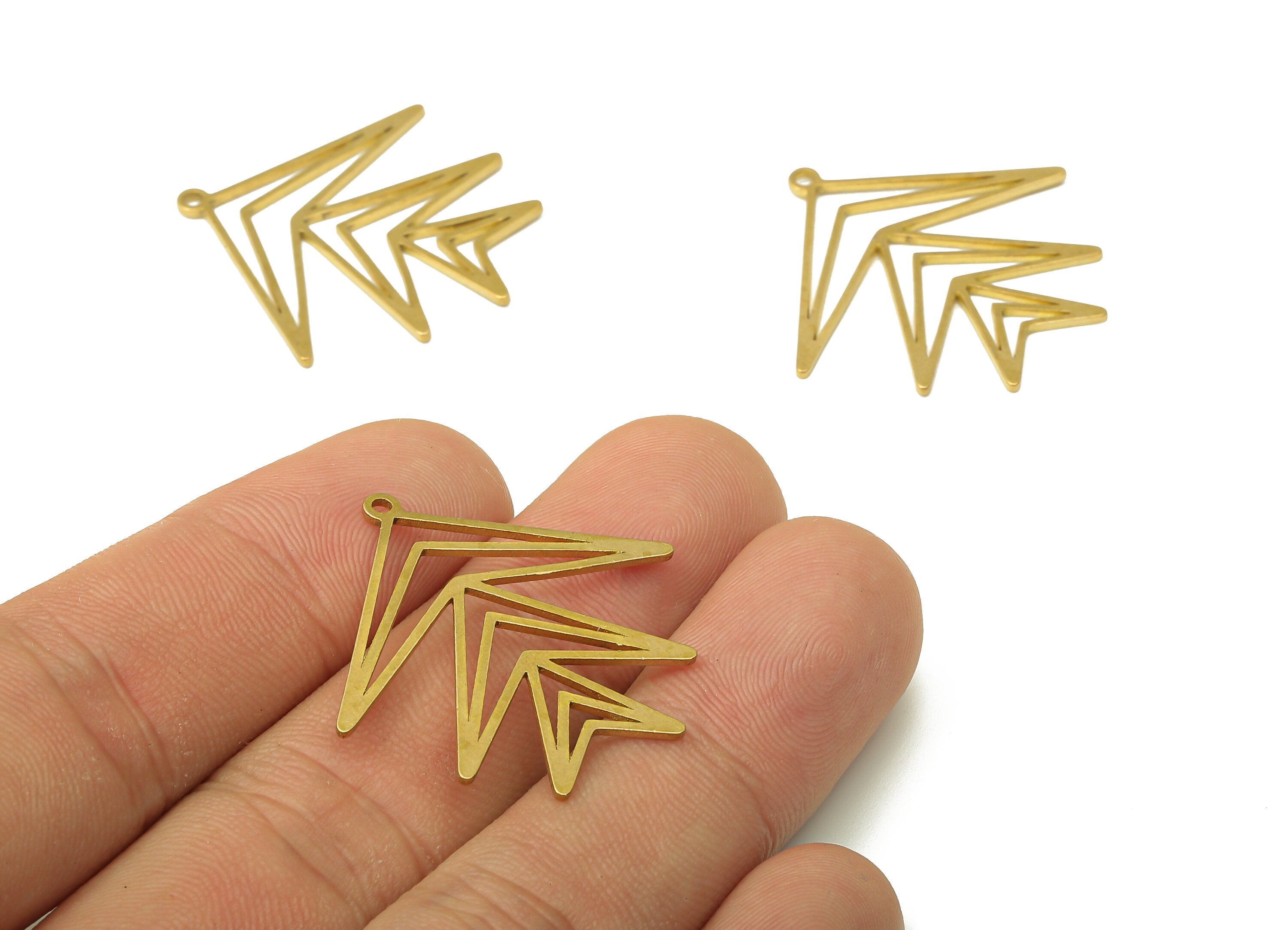 Brass Triangle Earring Charms - Raw Brass Triangle Tree Cutout Pendant With Loop - For Necklace - Earring Findings -31.9x30.6x0.8mm -PPA4913 - DOMEDBAZAAR