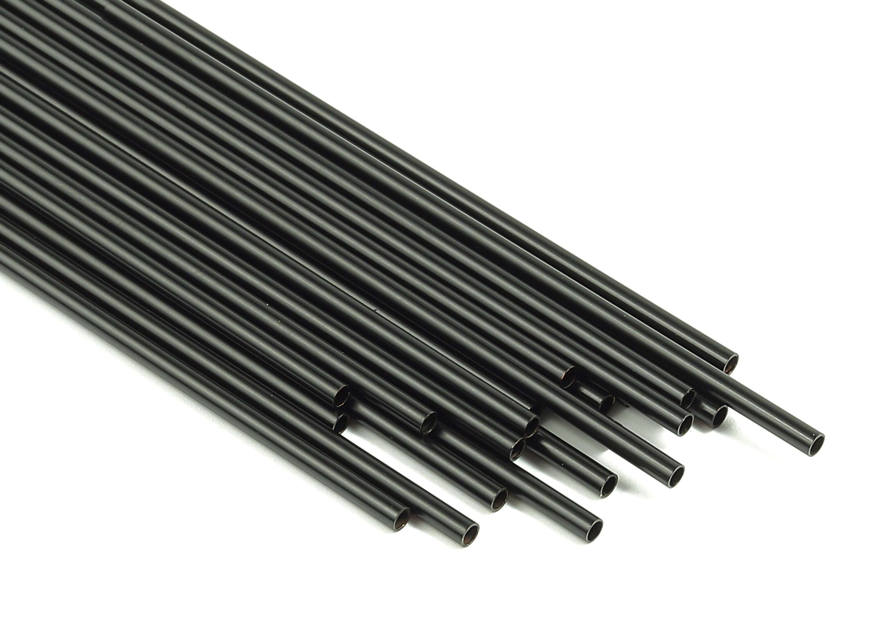 Matte Black Himmeli Tubes - Raw Brass Round Himmeli DIY Tube Beads - Circle Pipes for Geometric - For Air Plants - 2x0.2x70mm- PP4568B-70 - DOMEDBAZAAR