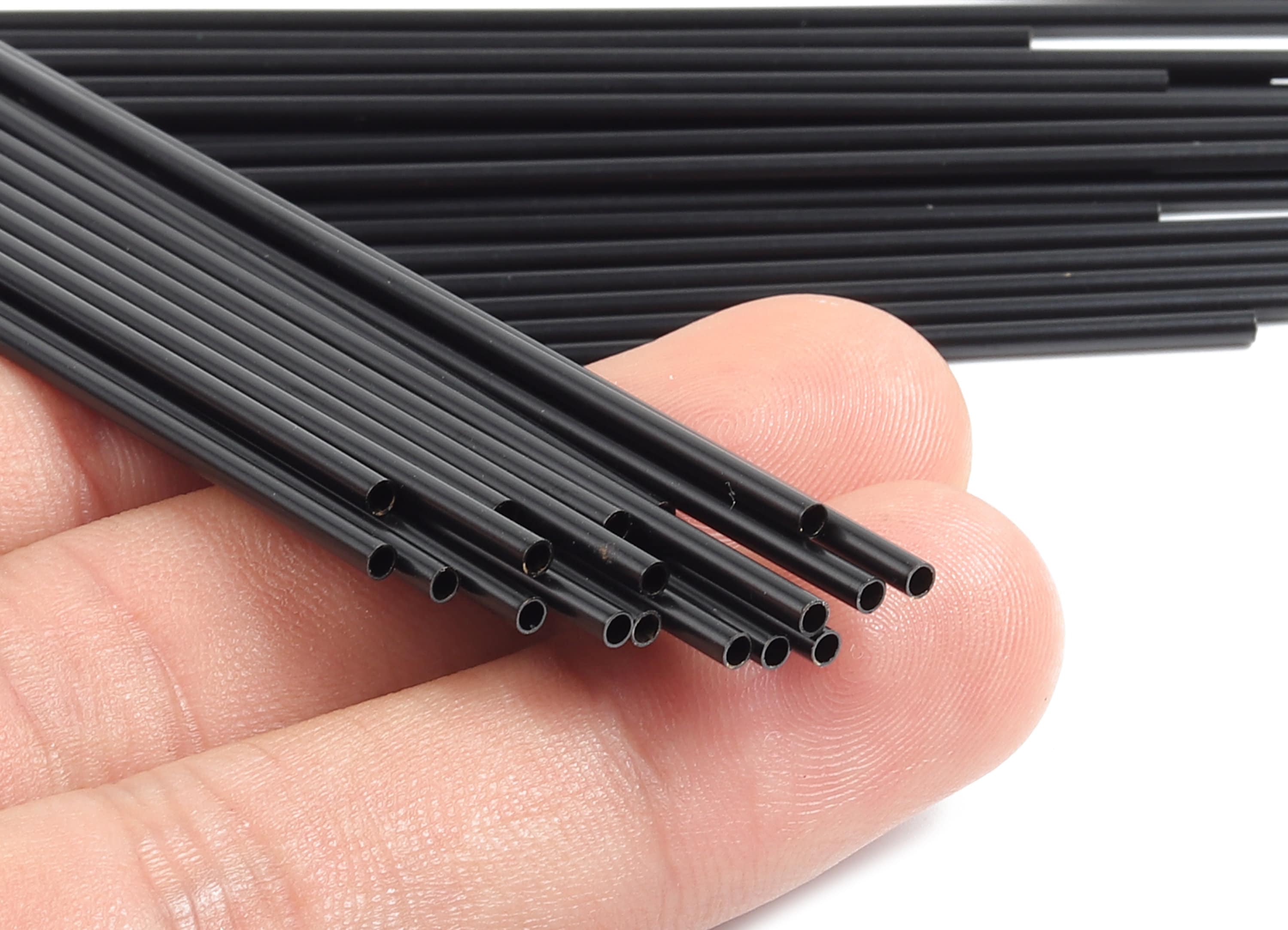 Matte Black Himmeli Tubes - Raw Brass Round Himmeli DIY Tube Beads - Circle Pipes for Geometric - For Air Plants - 2x0.2x110mm- PP4568B-110 - DOMEDBAZAAR